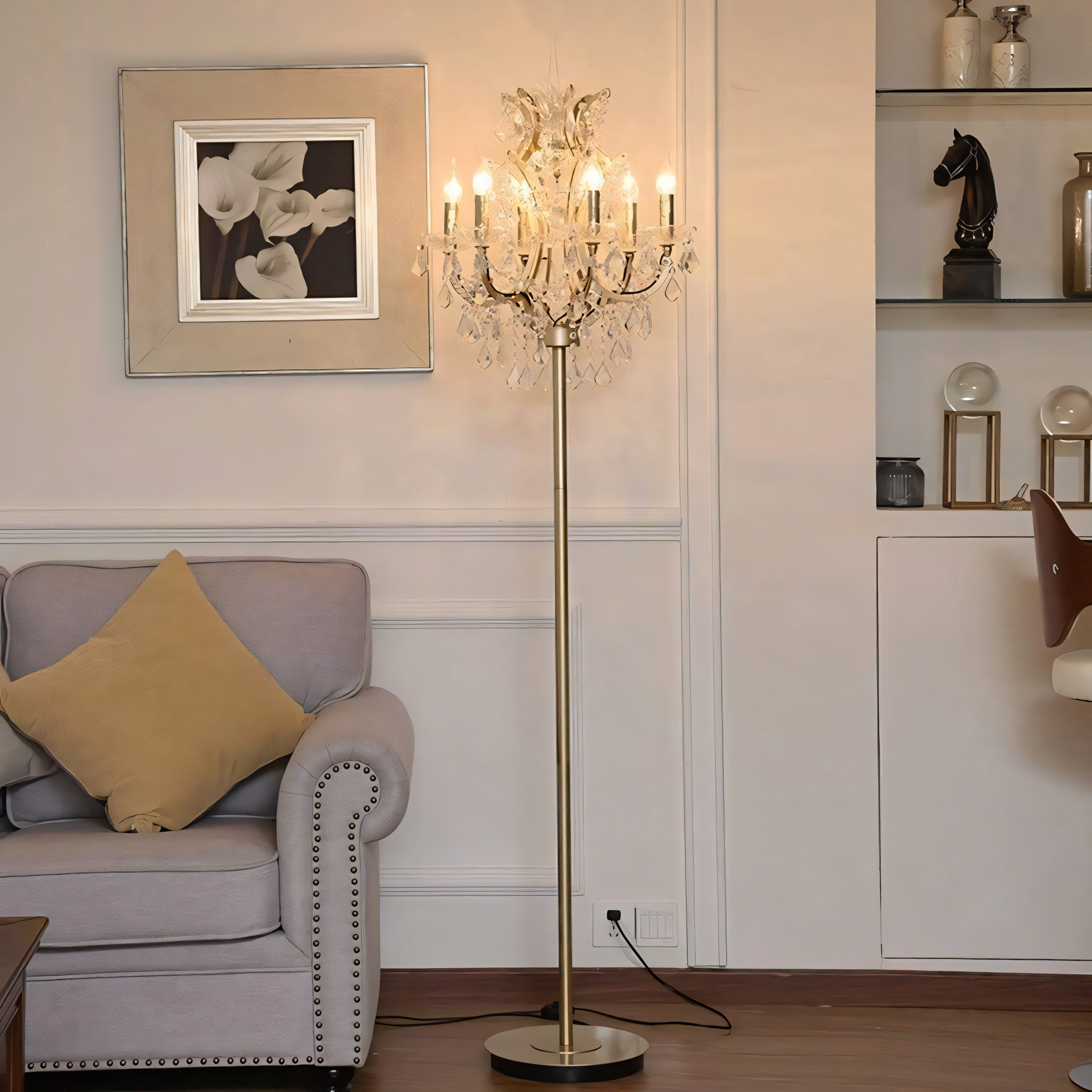 Retro-inspired floor lamp complementing mid-century decor