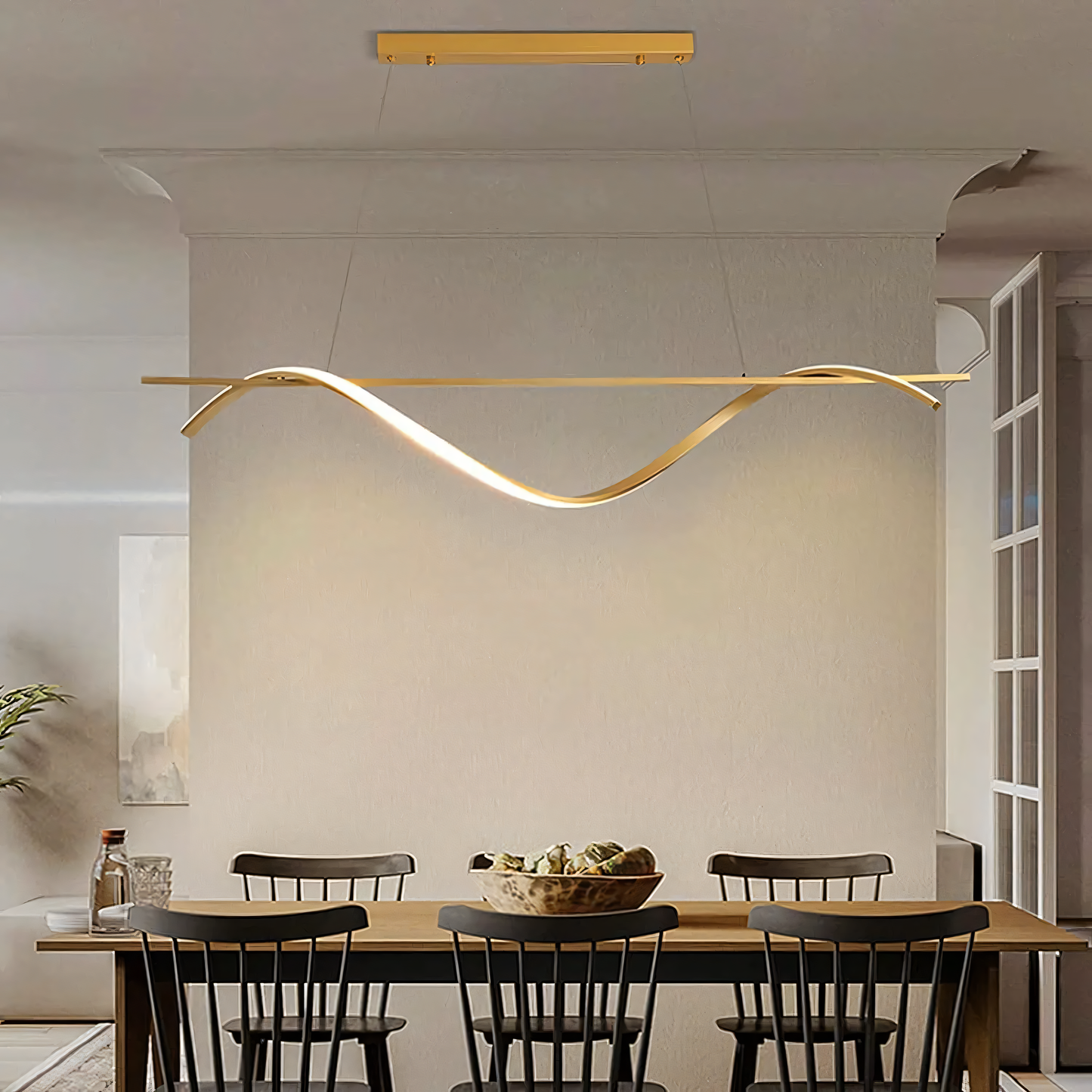 Sophisticated matte gold LED chandelier light