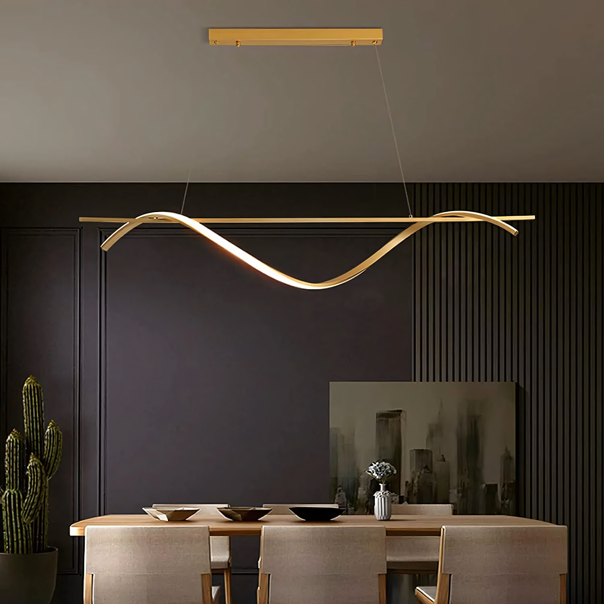 Elegant matte gold LED pendant chandelier