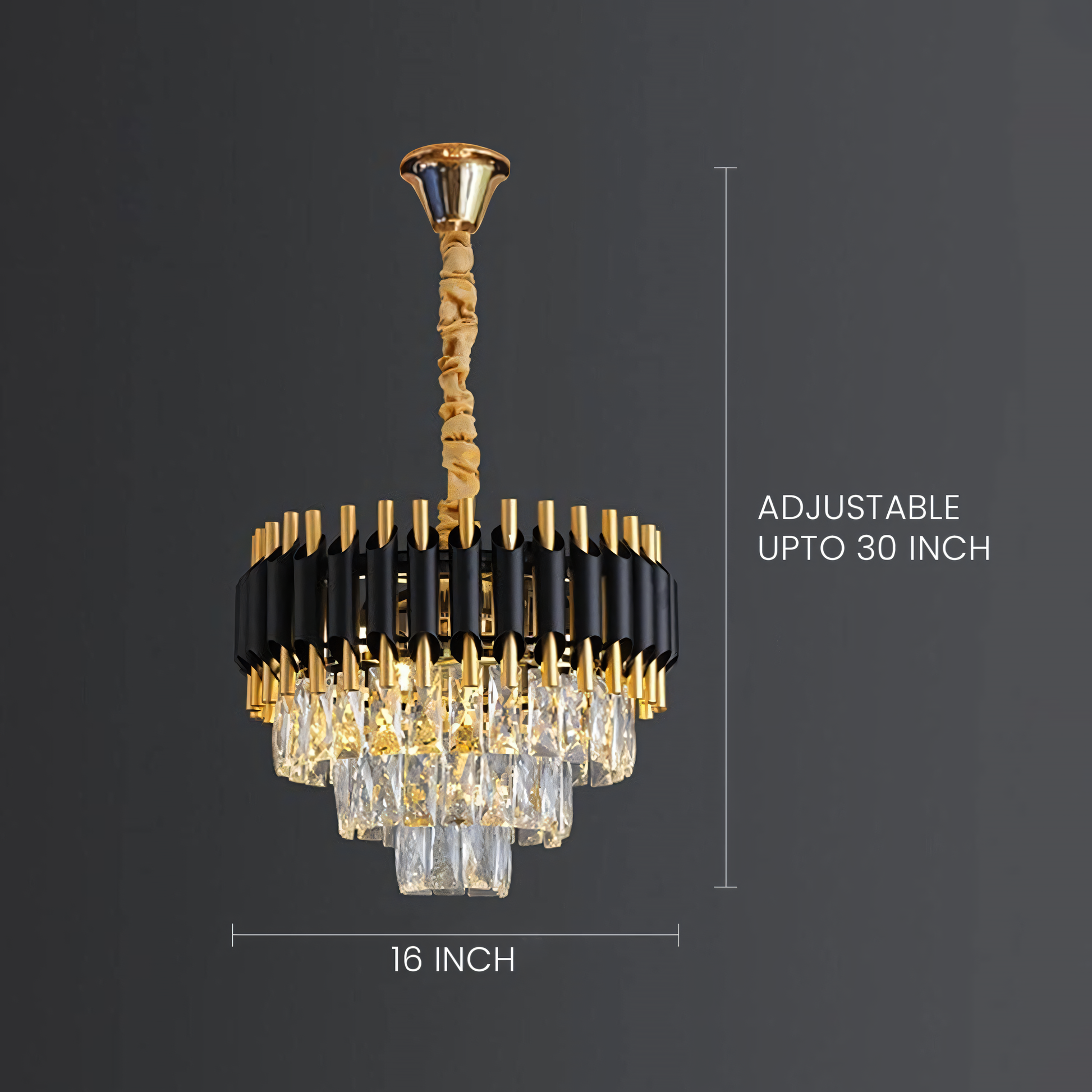 Elegant crystal-accented black chandelier