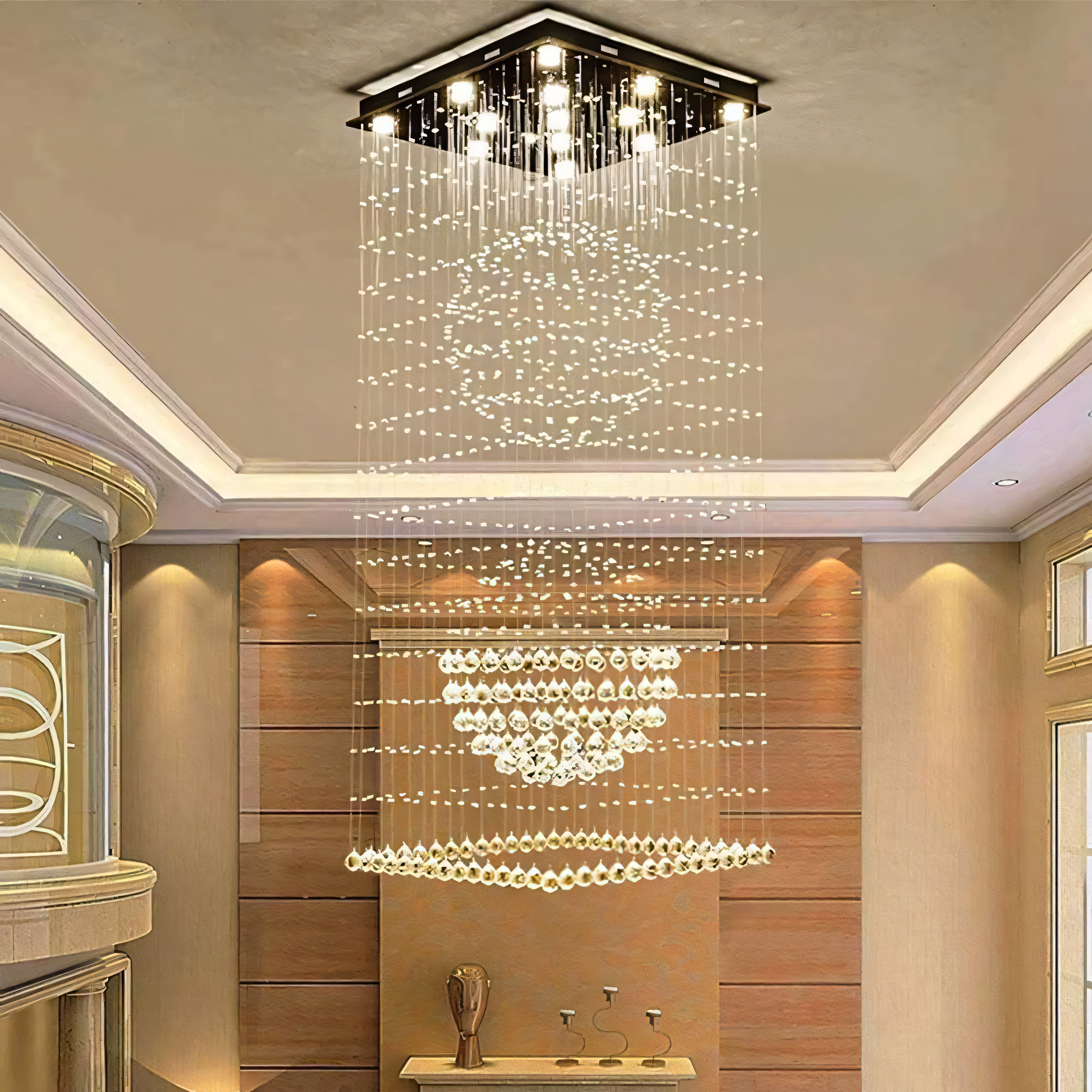 Mesmerizing interplay of light and crystal in chandelier