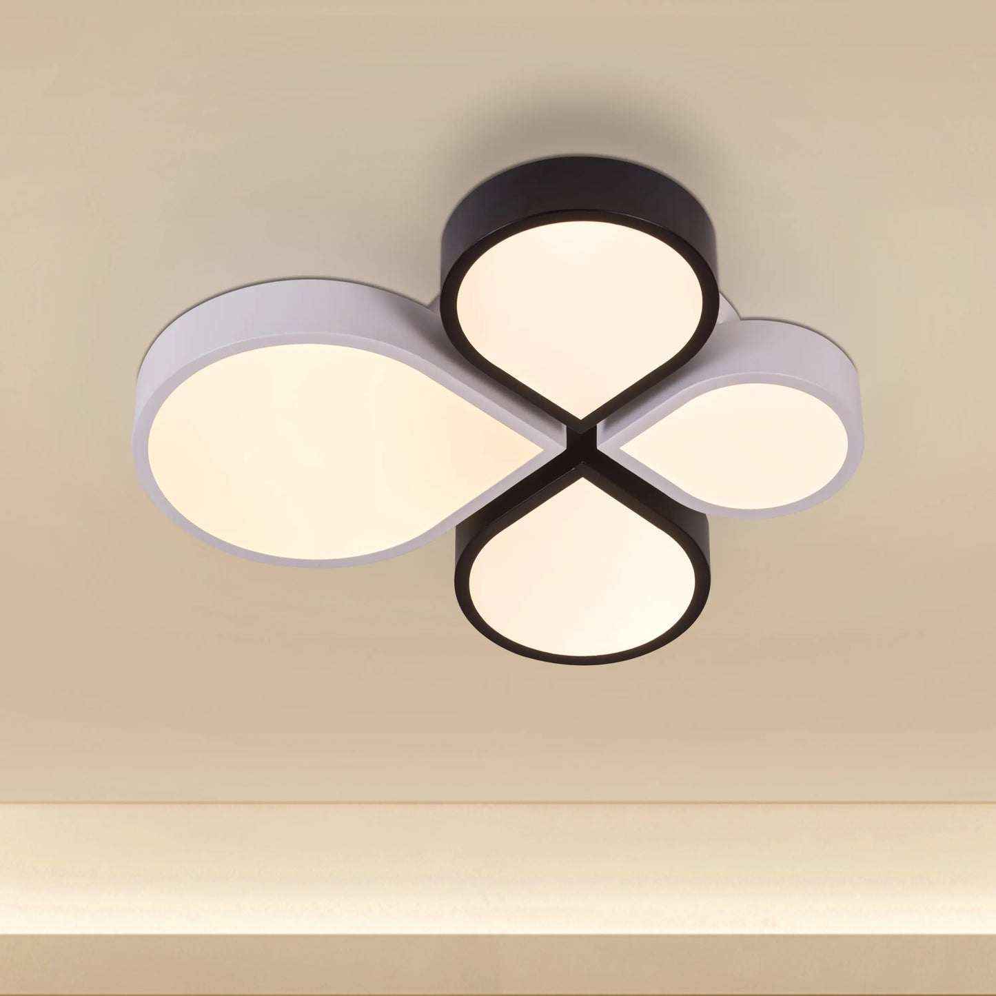 Black ceiling light with 3 Color LED and built-in air purifier