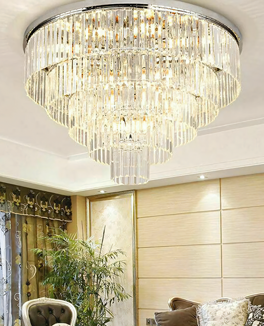 Logro Round Crystal Flush Mount Chandelier