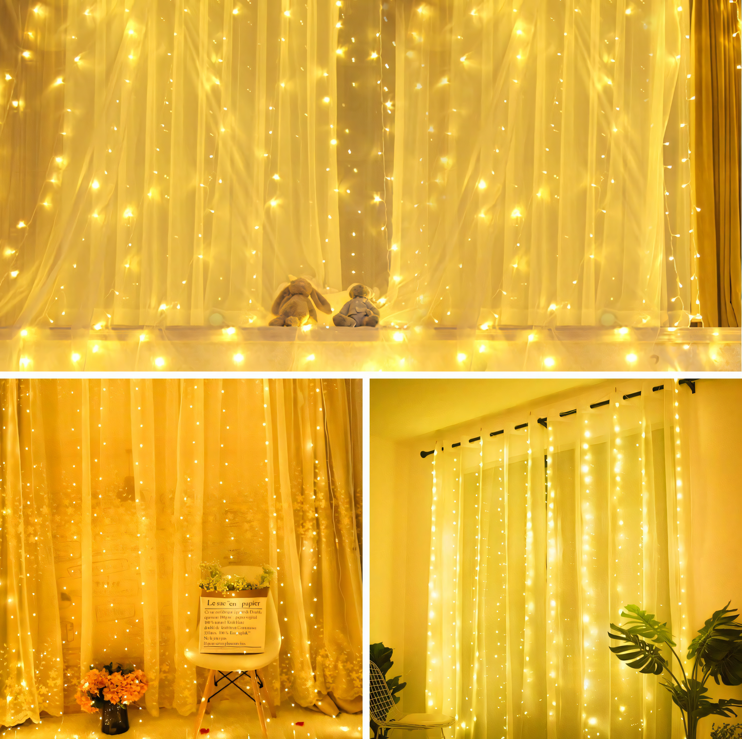 Decorative LED Fairy String Curtain Light - Warm White (240 LEDs)