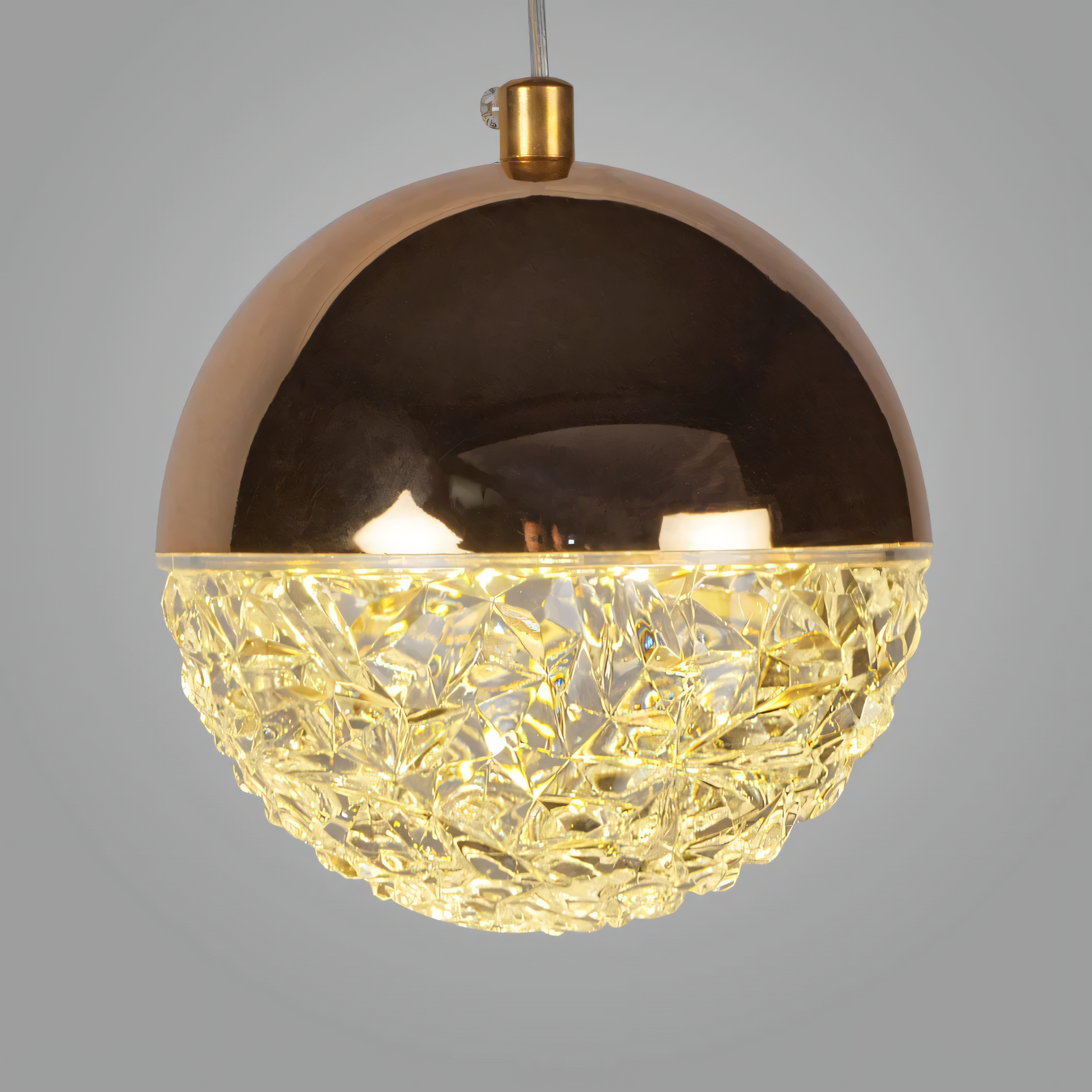 Adjustable height crystal ball duplex chandelier