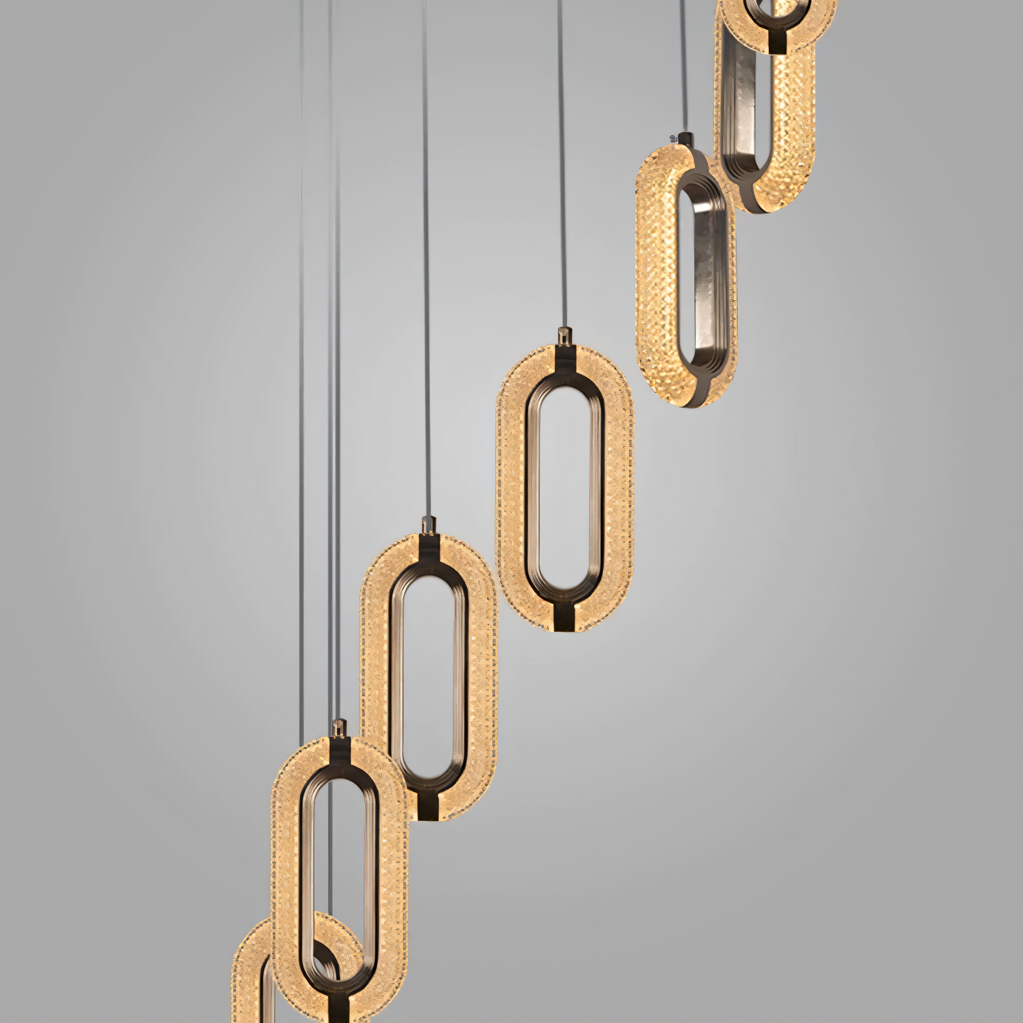 Stylish ring-shaped metal and LED chandelier