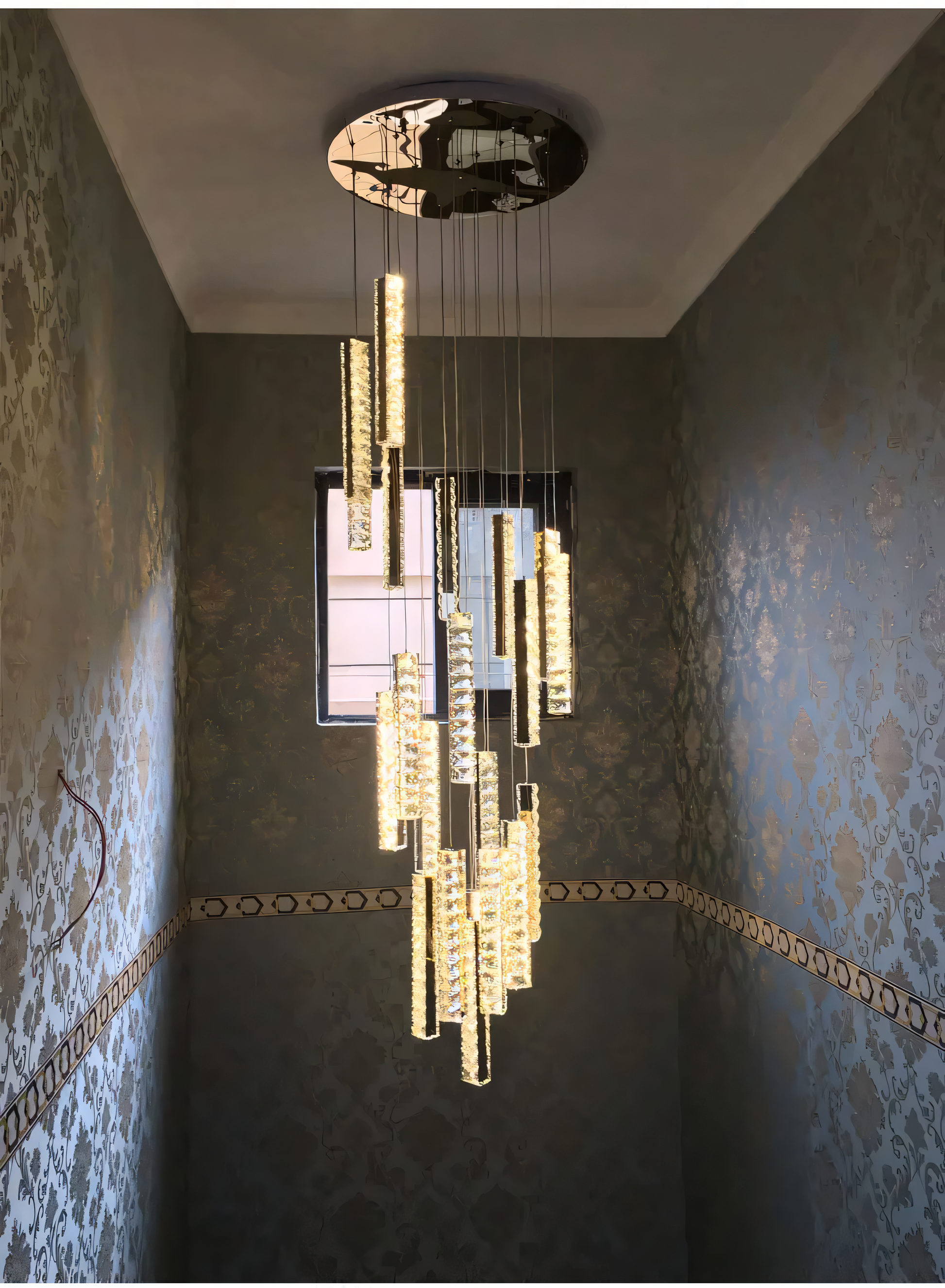 Mesmerizing interplay of light and crystal in chandelier