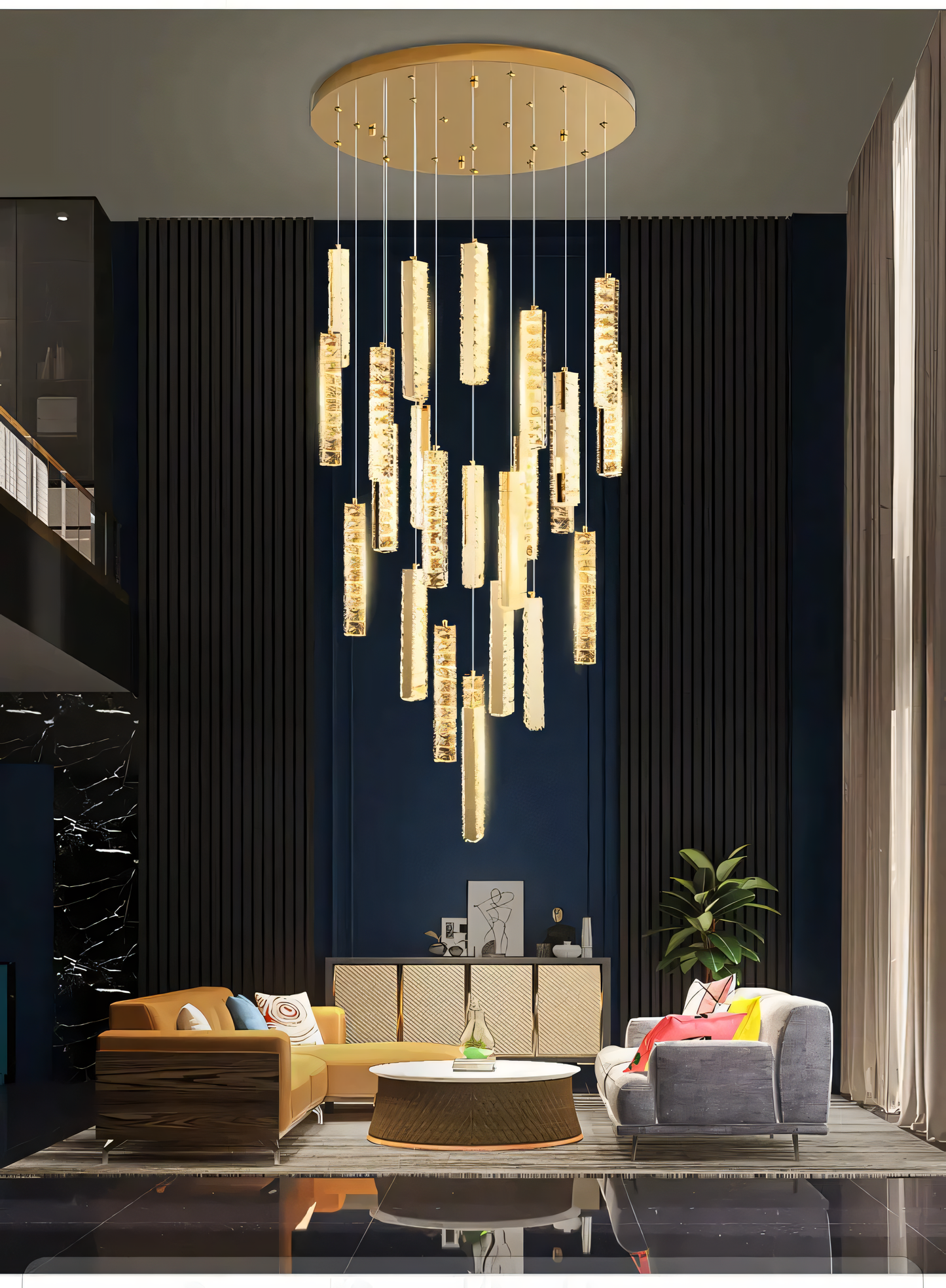 Mesmerizing interplay of light and crystal in chandelier