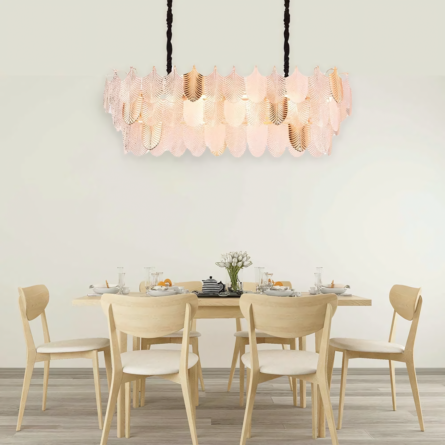 Remarkable Gratus Luxe white glass leaf oval chandelier, a vision of opulence