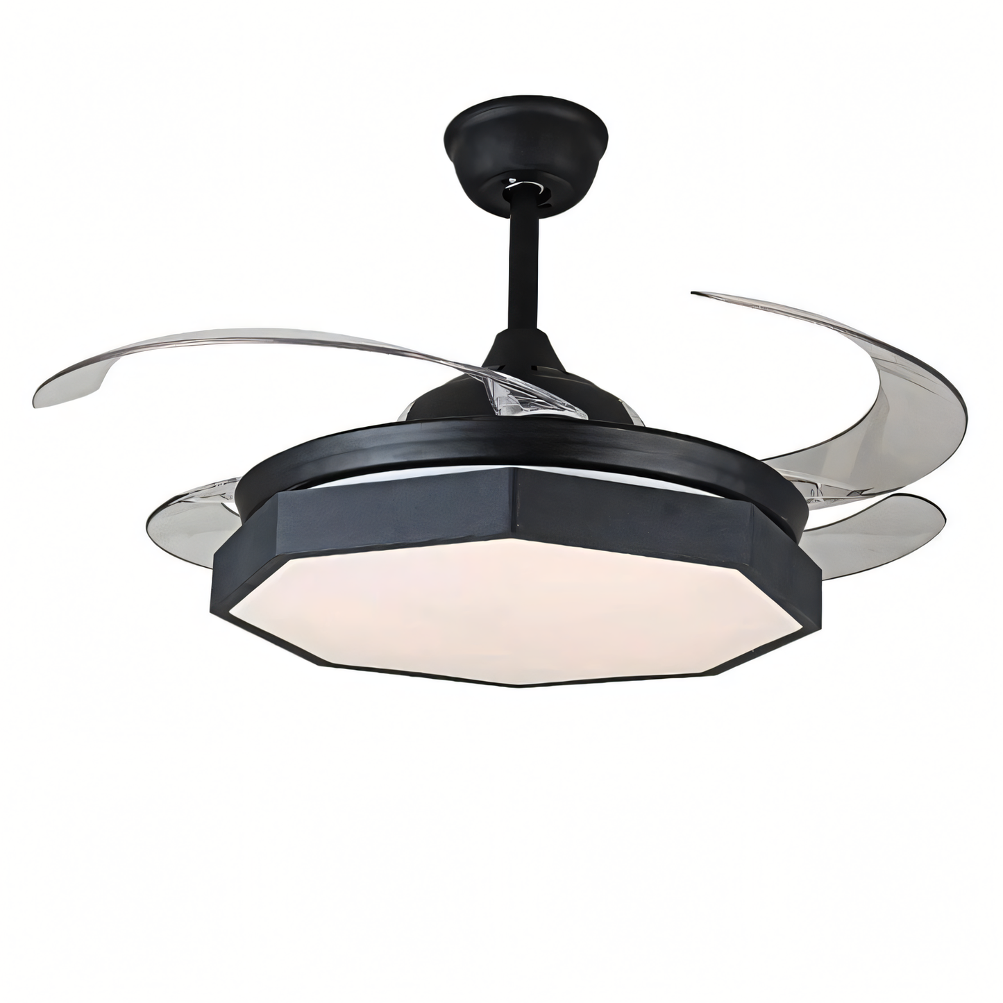 Sleek hexagonal ceiling fan with black finish