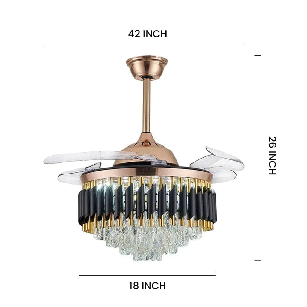 Elegant and powerful crystal ceiling fan with adjustable lighting