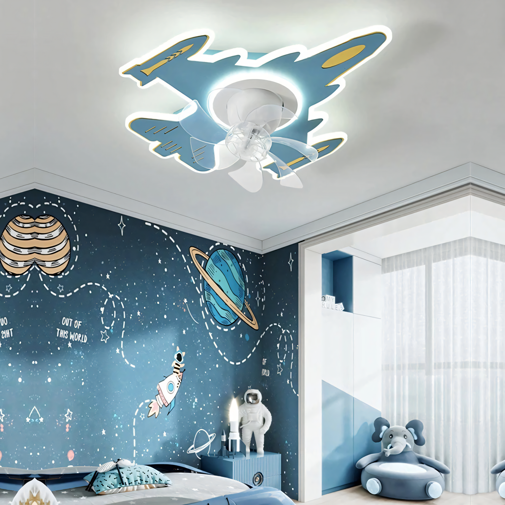 Energy-efficient and durable plastic ceiling fan for children