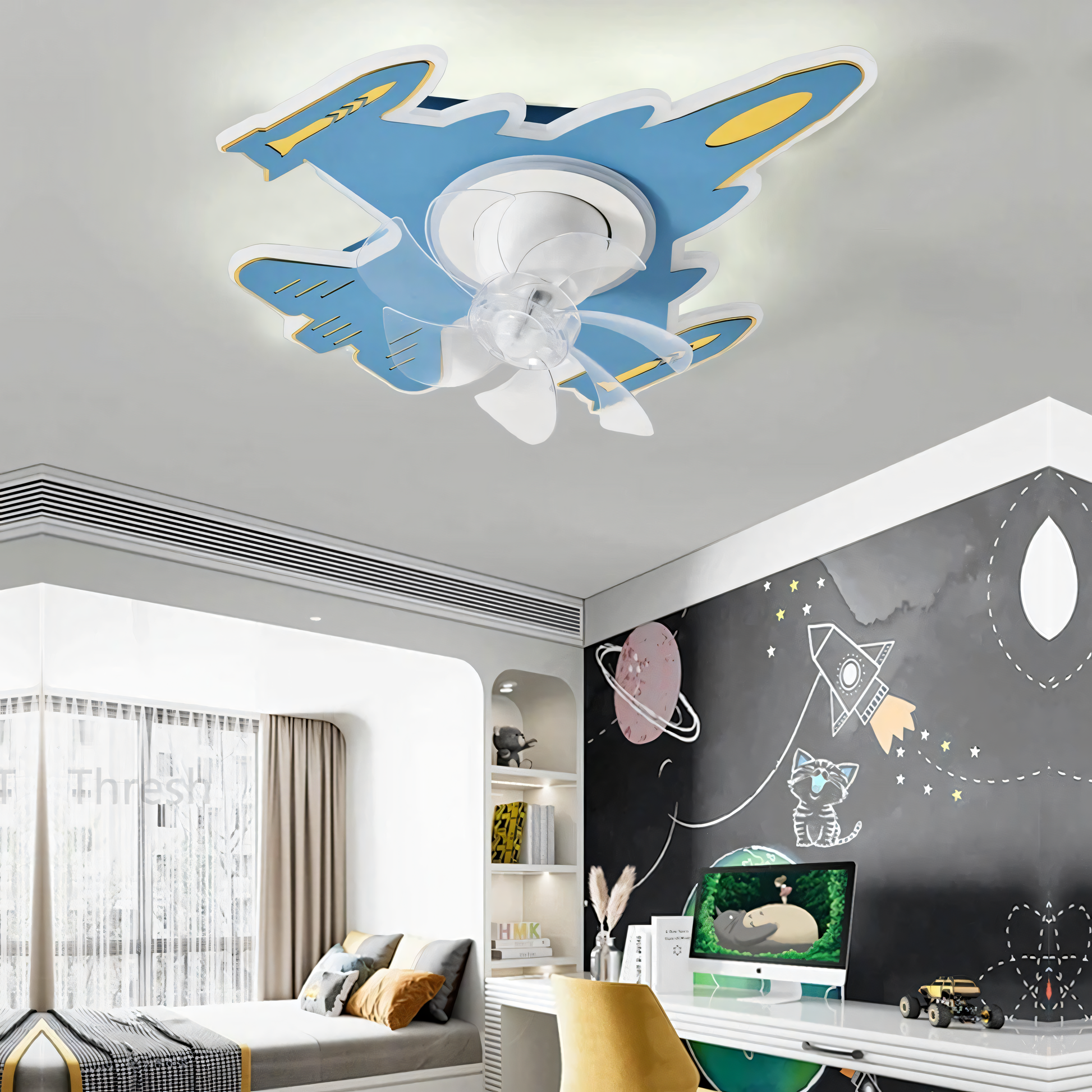 Playful and cooling ceiling fan for a fun kid's room