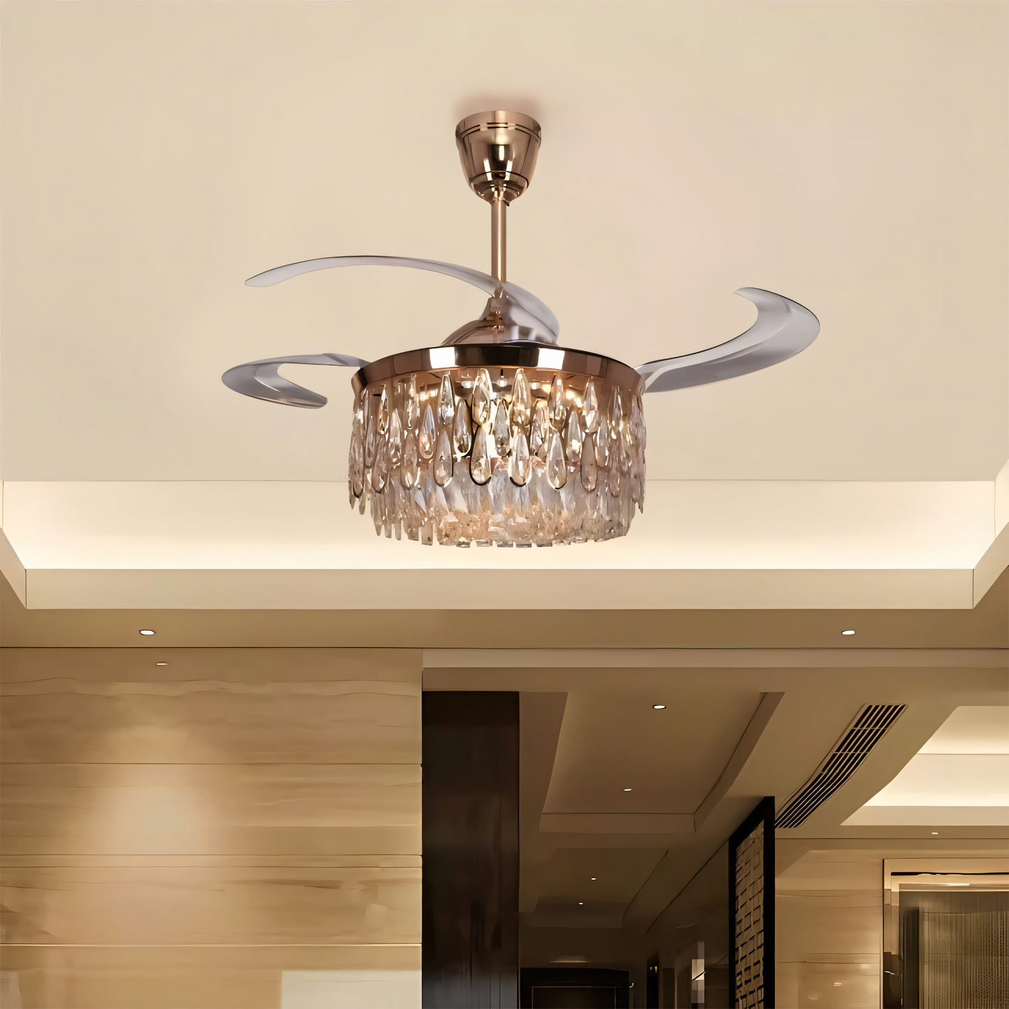 Dual purpose as chandelier and cooling system