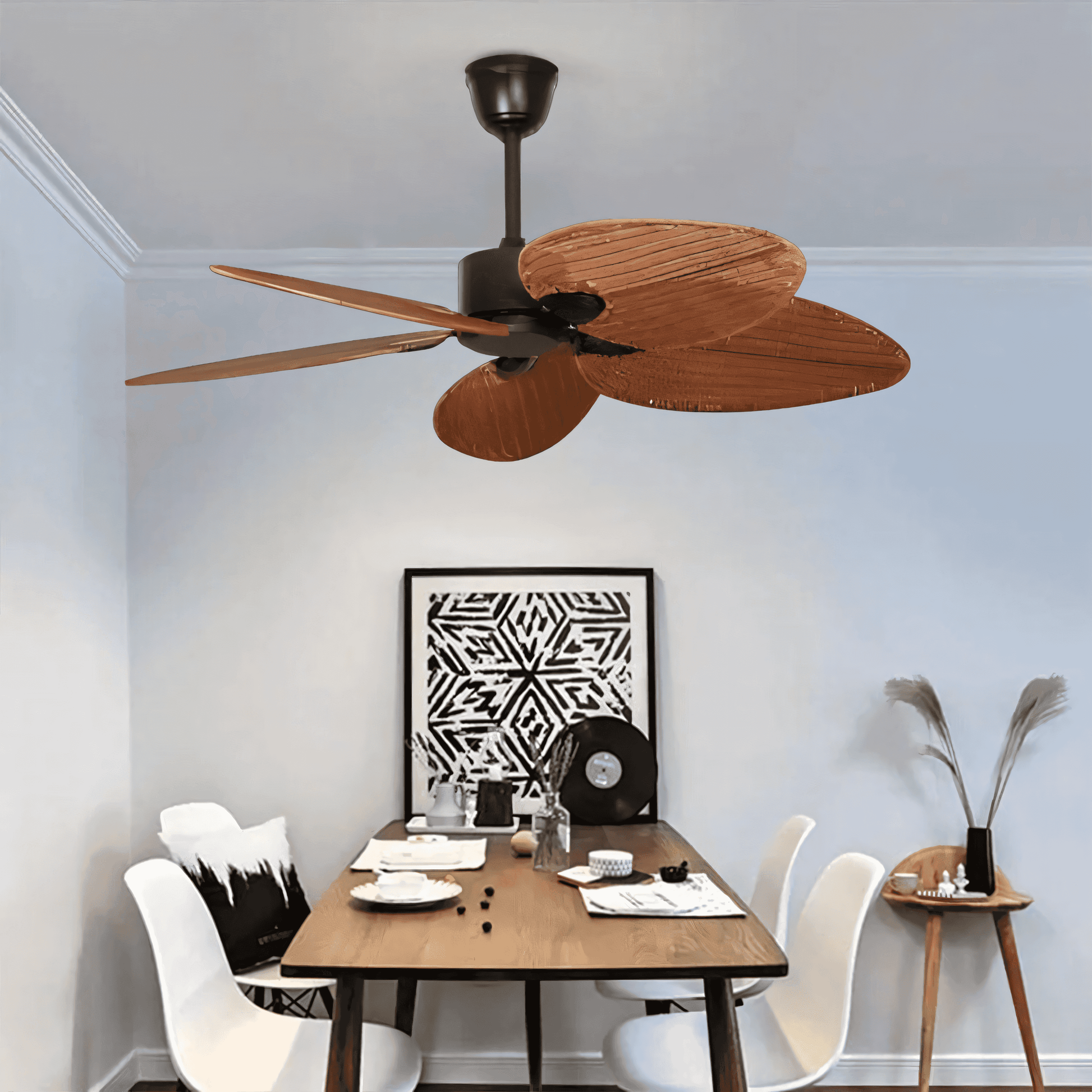 Serene ambiance with a woodcraft ceiling fan