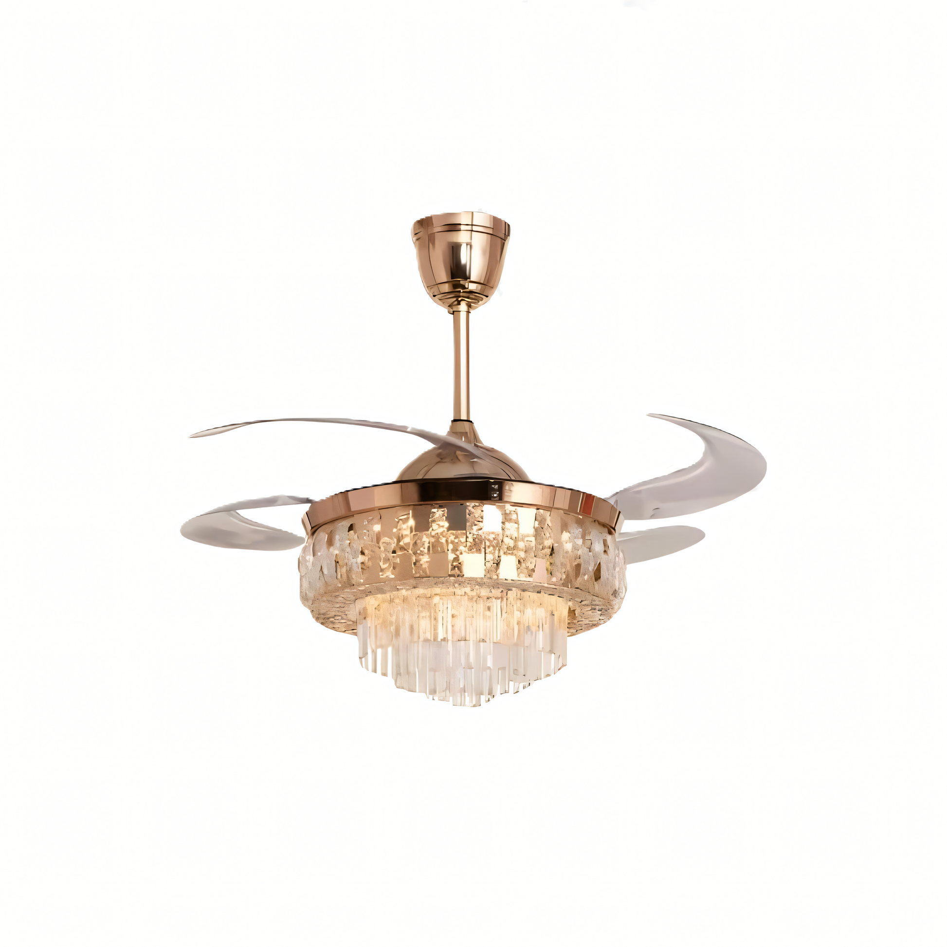 Adjustable speed crystal chandelier fan with remote