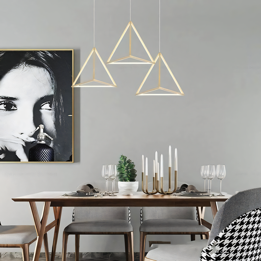 Elegant Modern Geometric Triangle LED Pendant Light in Magical Island Villa