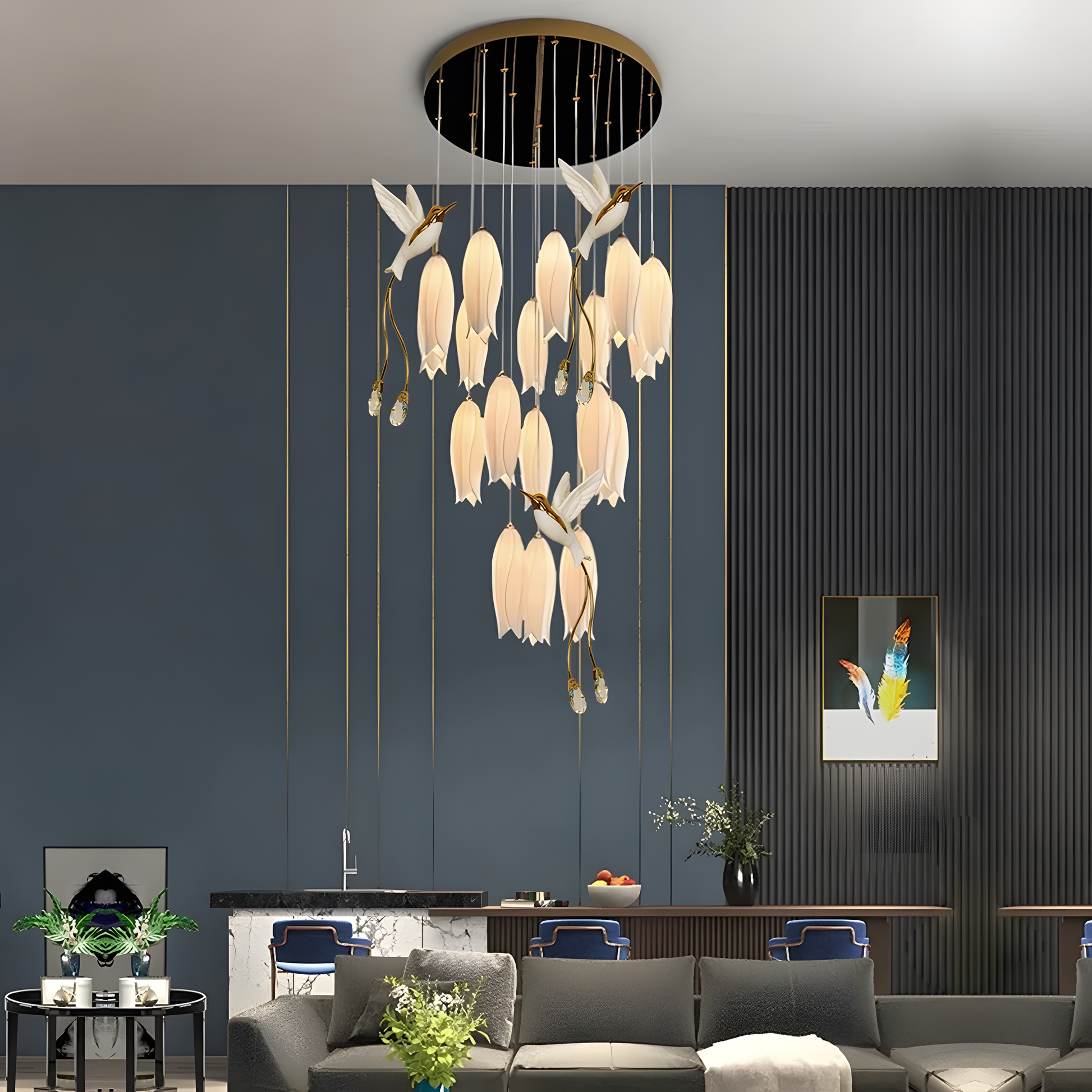 Beautiful Energy-Efficient LED Parakeet Chandelier