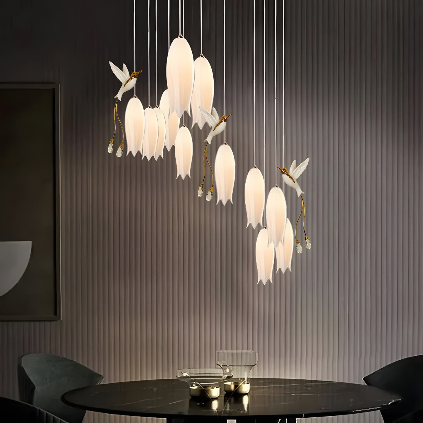 Whimsical and Sophisticated Parakeet Petals Fixture