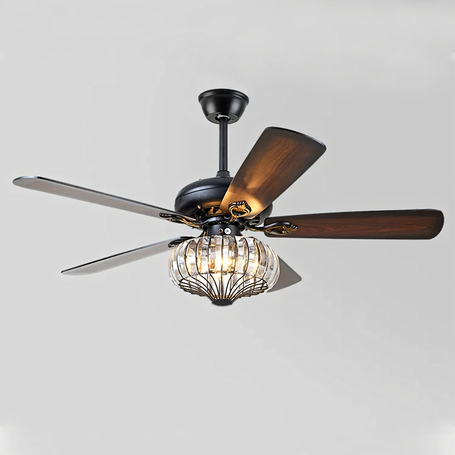 Dazzling crystal ceiling fan with adjustable lighting and speeds