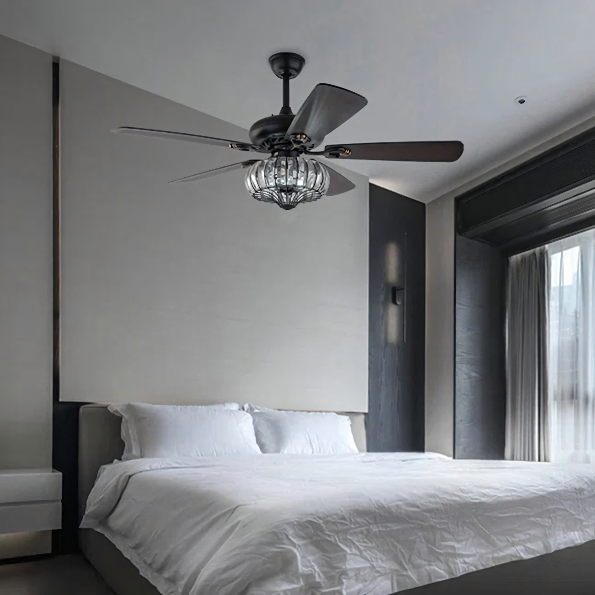 Luxurious crystal chandelier ceiling fan with remote control