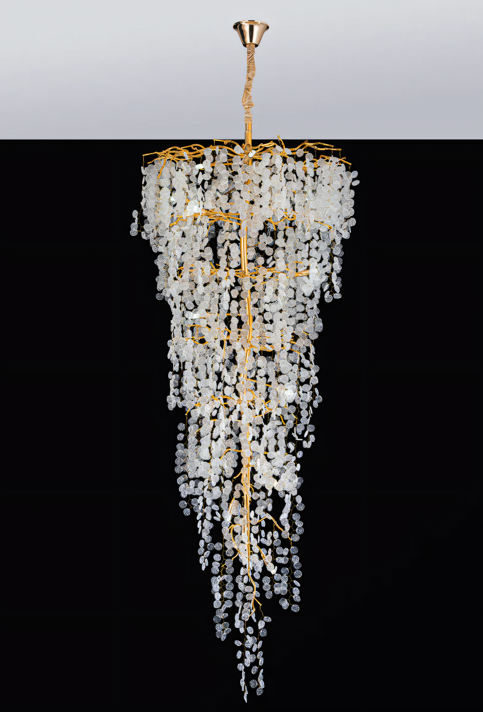 Mesmerizing interplay of light and crystal in chandelier