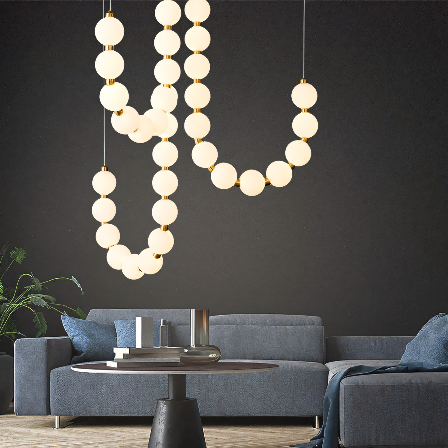 Contemporary 15-light glass and metal chandelier