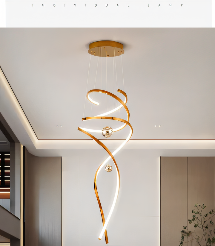 Energy-efficient curvy duplex chandelier for modern elegance