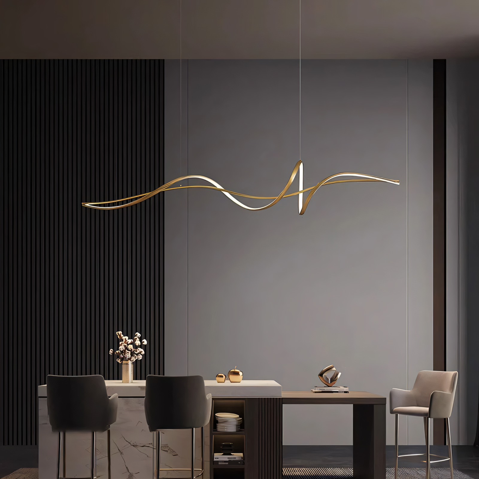 French-inspired metallic LED chandelier