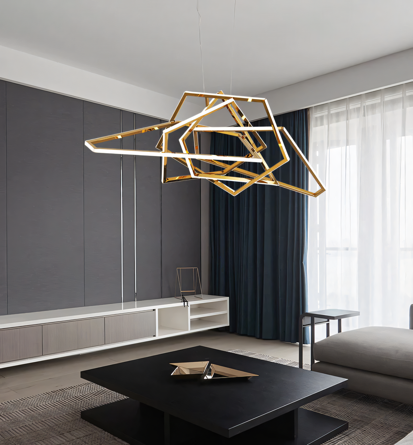 Modern brass and gold pendant chandelier