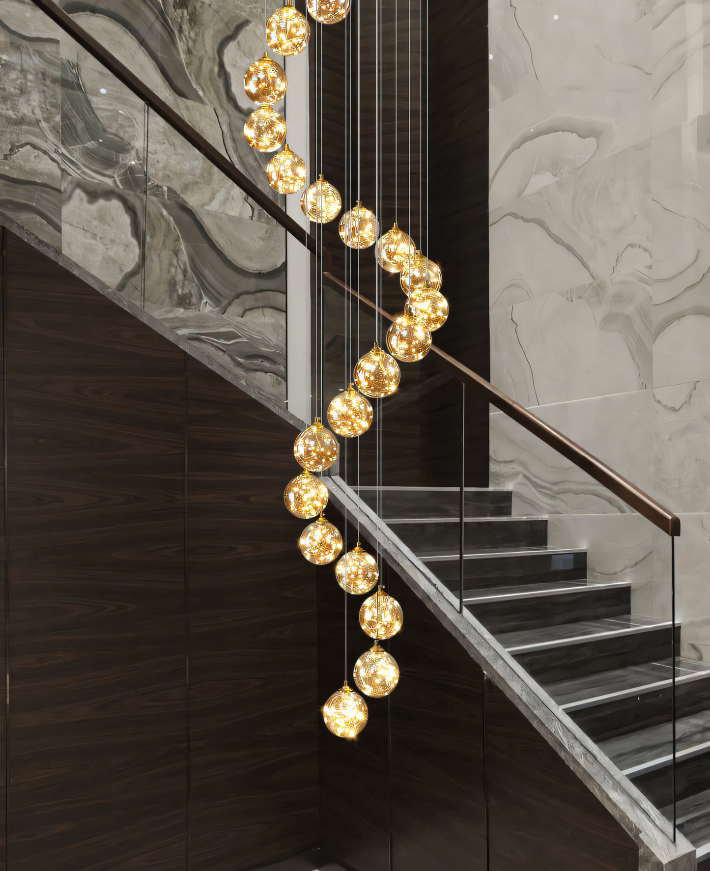 20-Light LED Glass Fairy Double Height Stair Chandelier