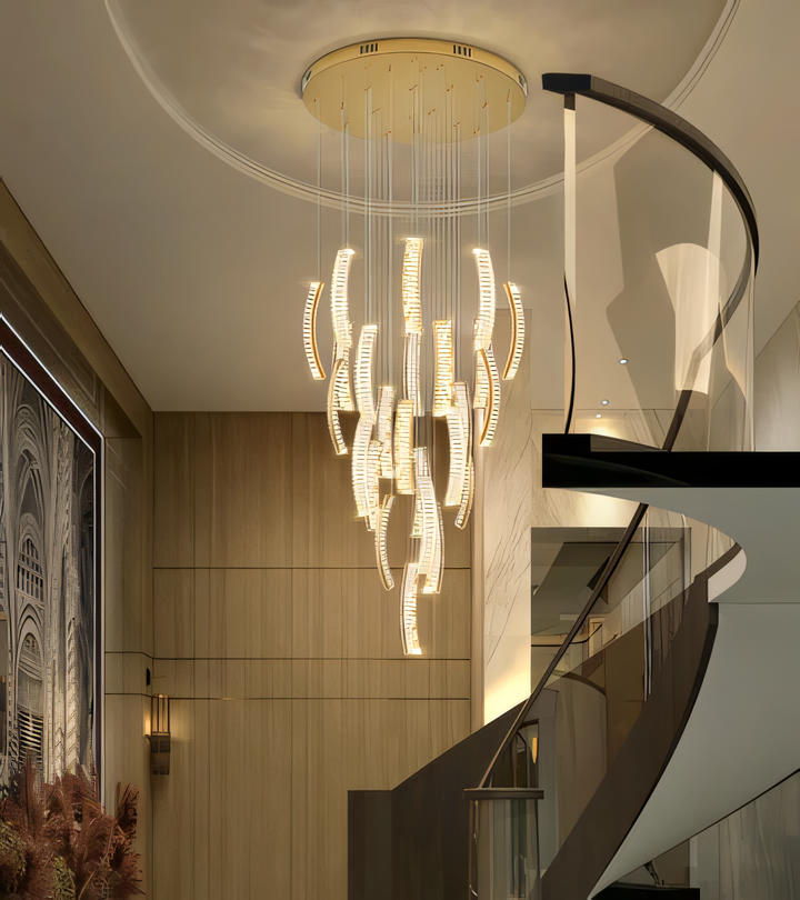 Stunning 11-light LED crystal chandelier in a beachfront villa