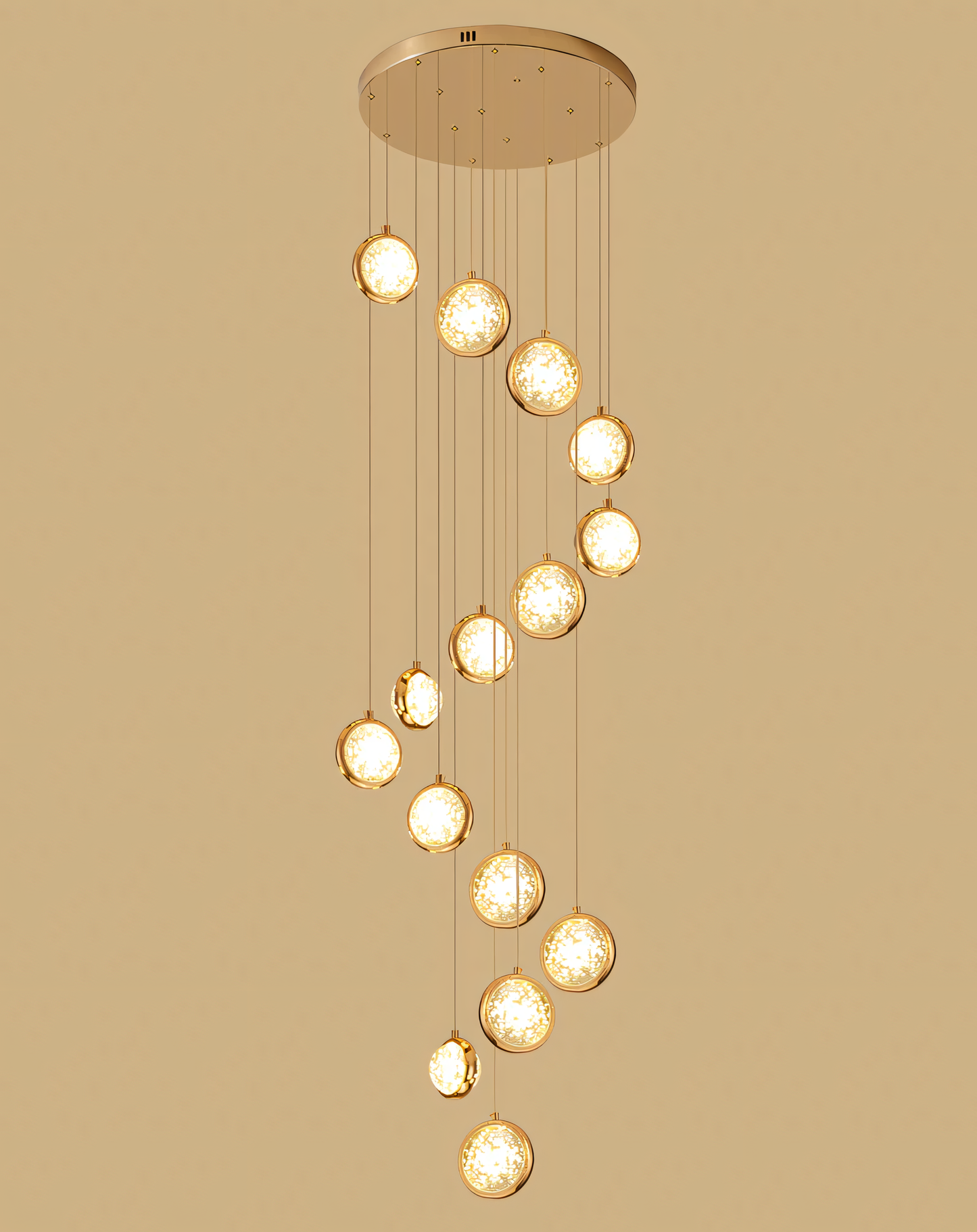 Unique gold and acrylic ball chandelier