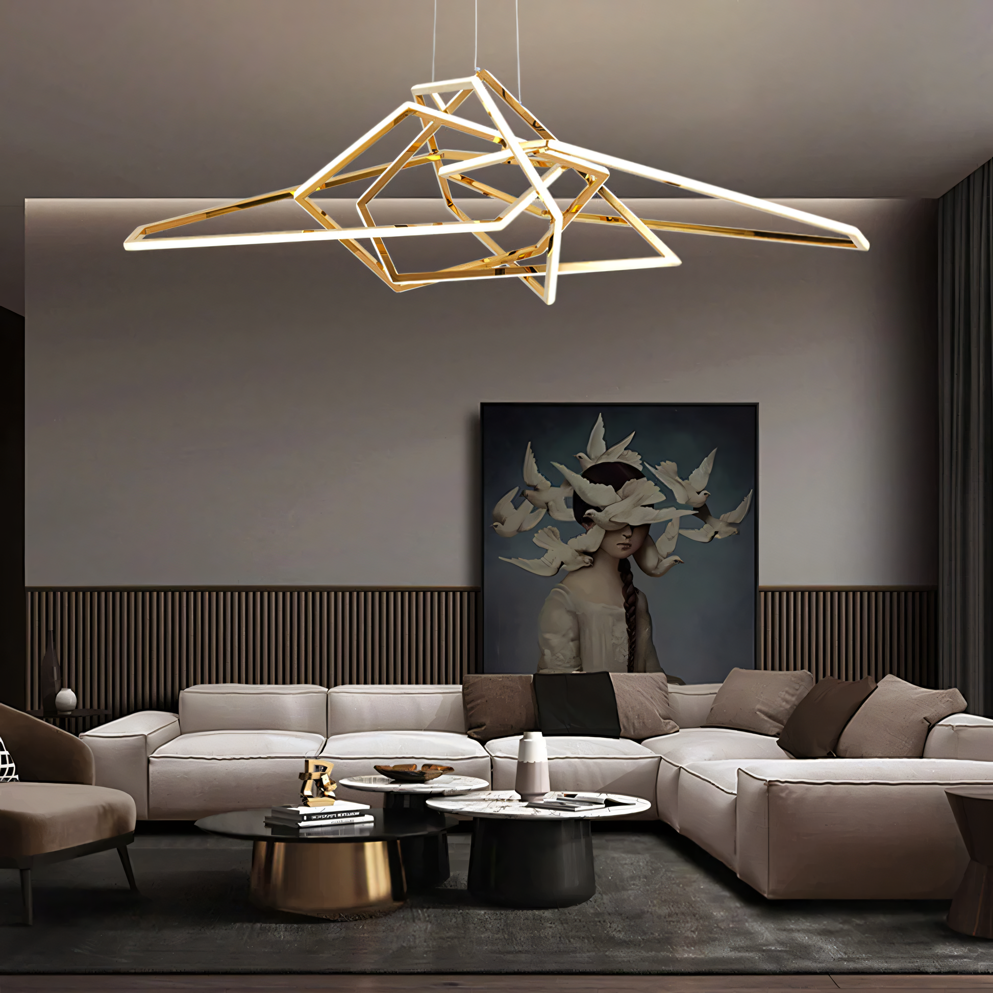 Energy-efficient gold metal LED chandelier