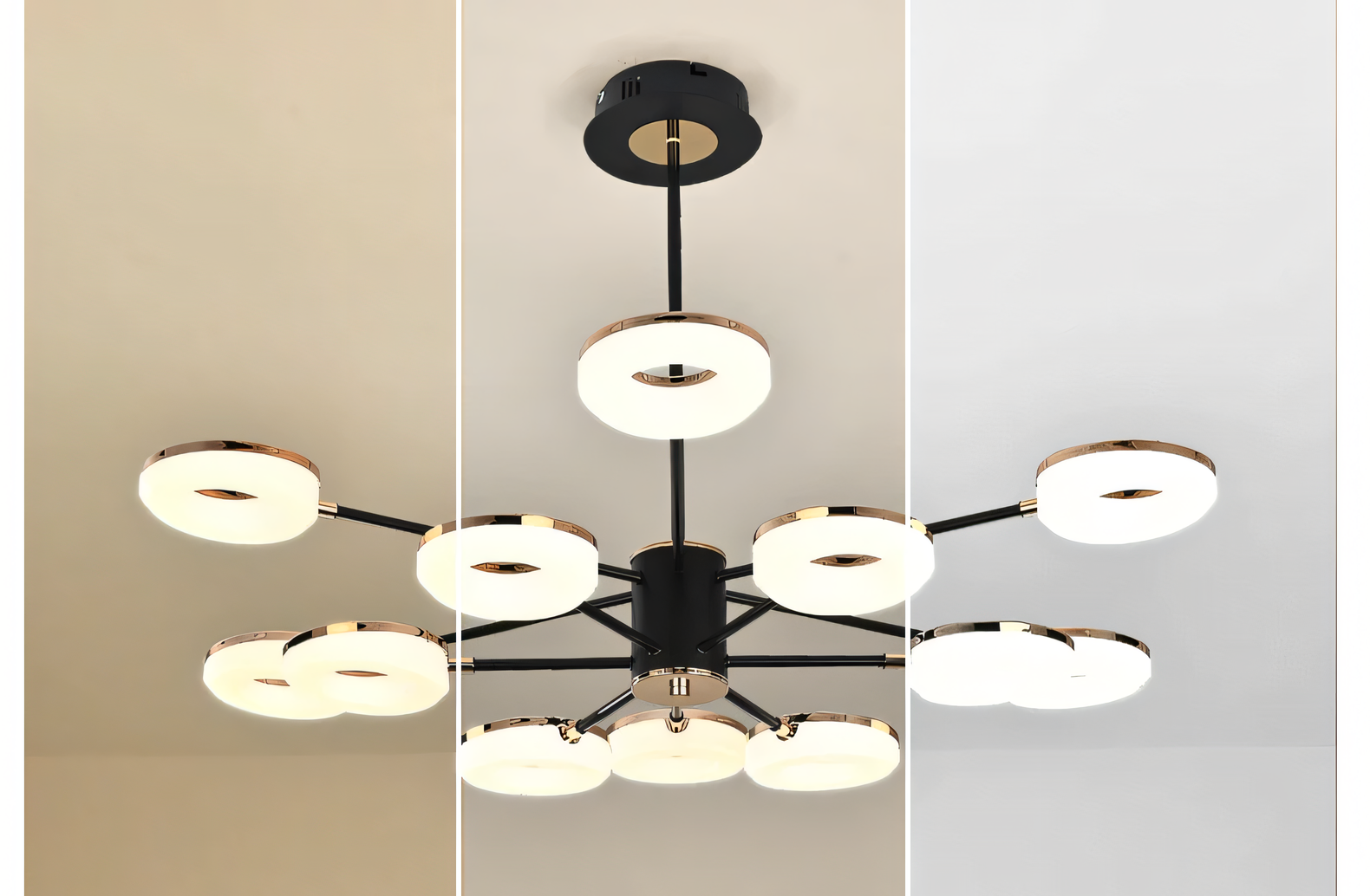 Energy-efficient gold and black acrylic chandelier