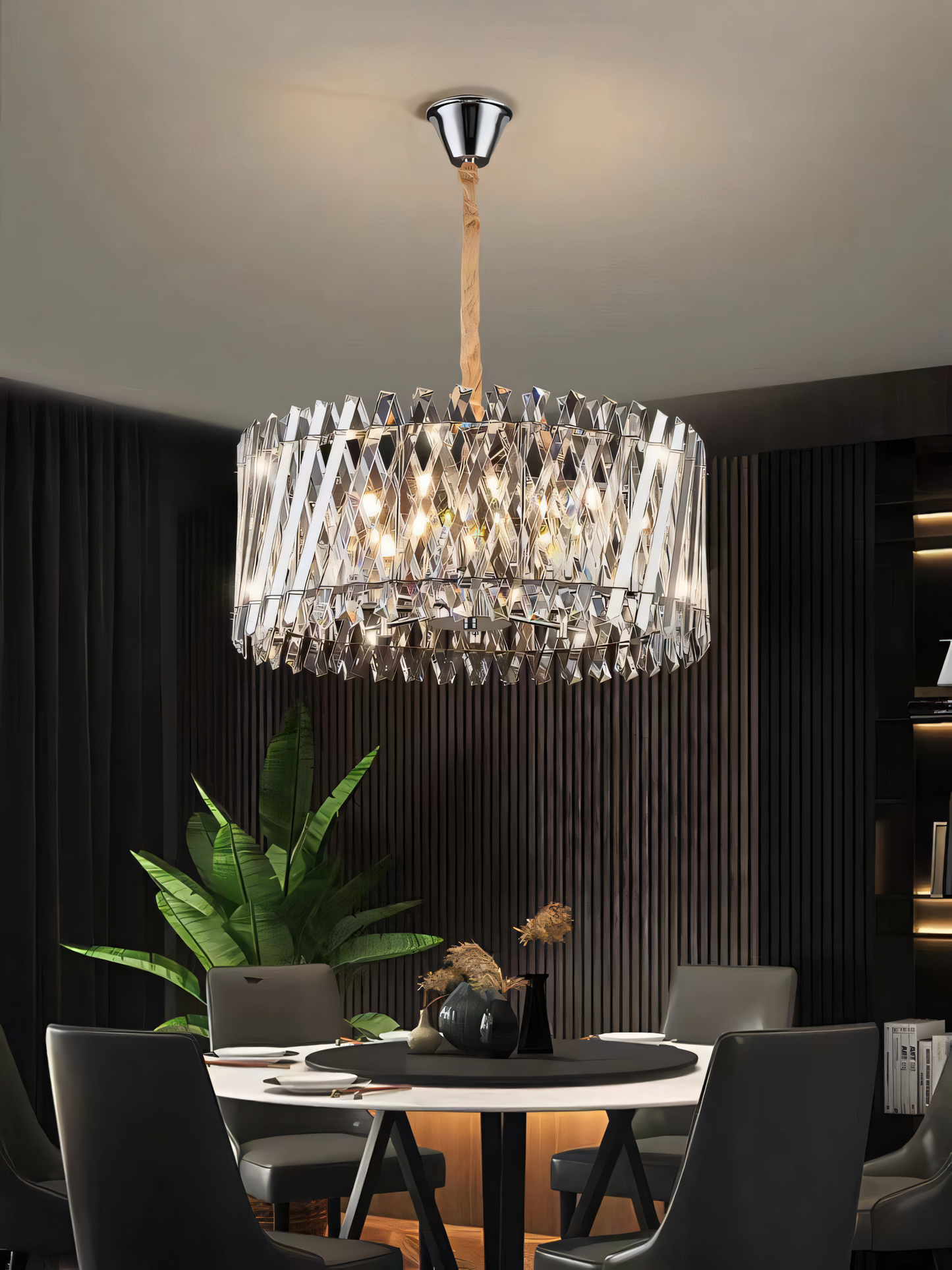 Modern meets classic! This 600mm Gold Crystal Pendant Chandelier boasts a modern single-tier design with cascading crystals for a timeless touch.