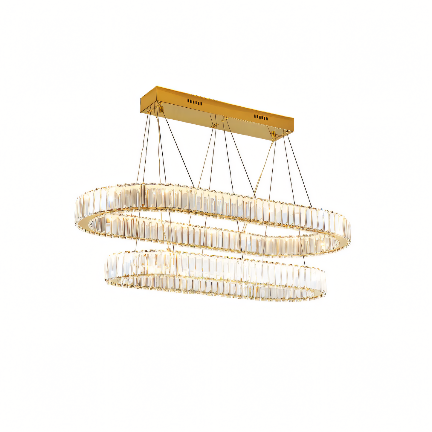 Sophisticated 2 ring crystal LED hanging chandelier, a timeless treasure