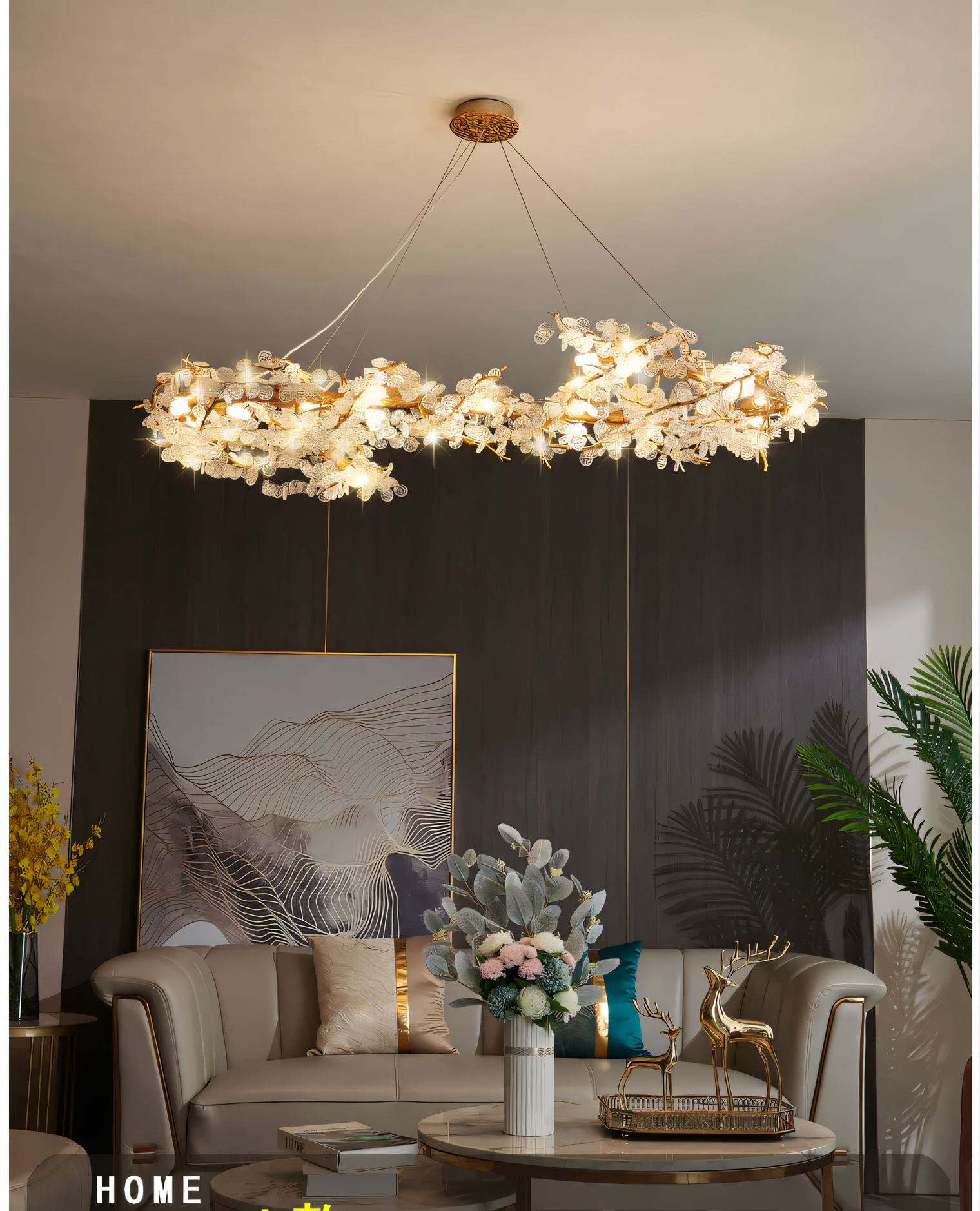 Mesmerizing interplay of light and crystal in cosmic-inspired chandelier