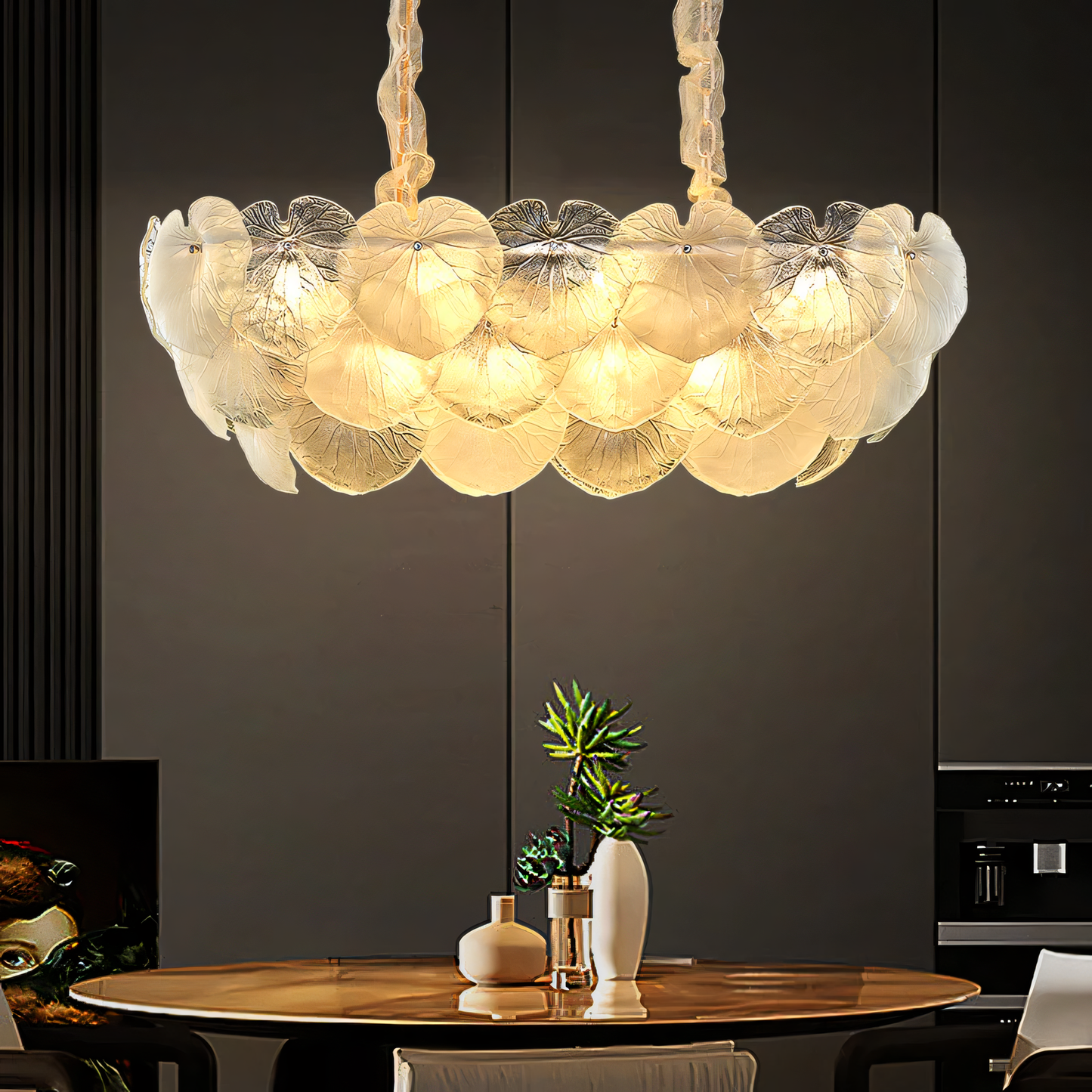 Elegant gold leaf chandelier hanging ceiling lights