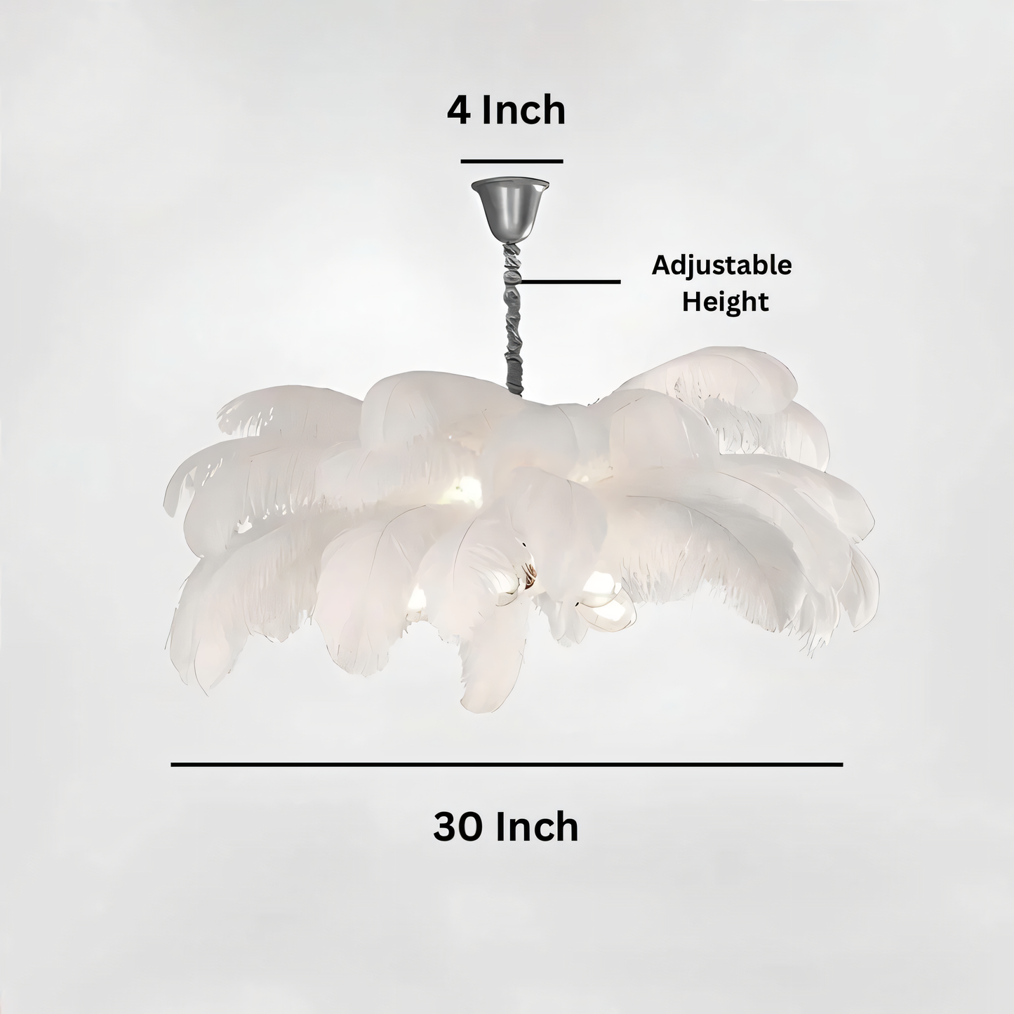 Bathed in natural light, the Ostrich Plume Chandelier takes on a soft and ethereal glow.