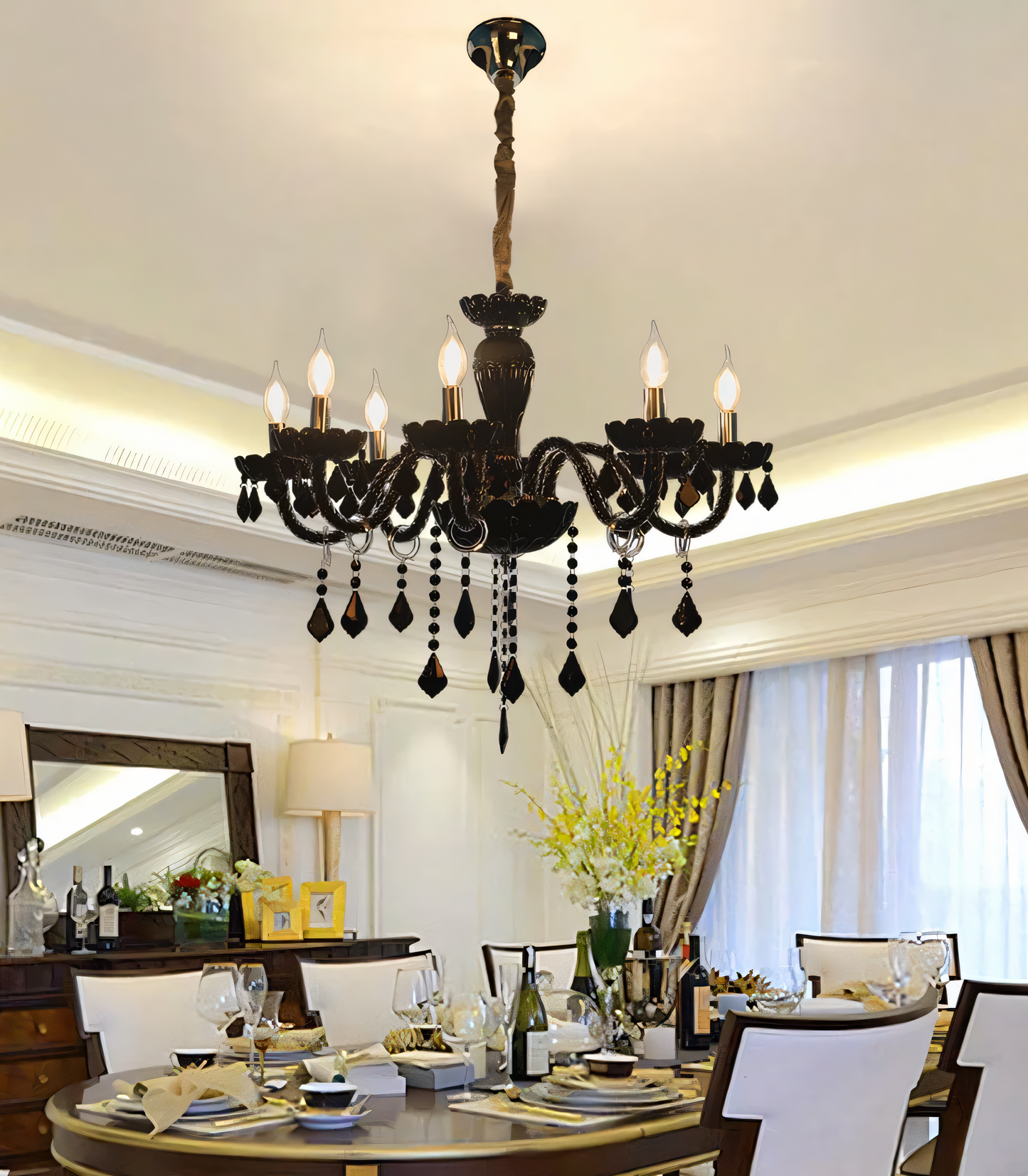 Glamorous black and crystal chandelier