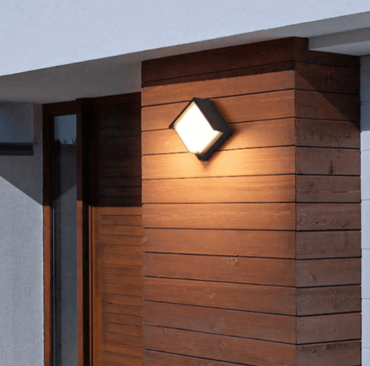 Ancient square LED facade wall light, luminous sentinel of a bygone era