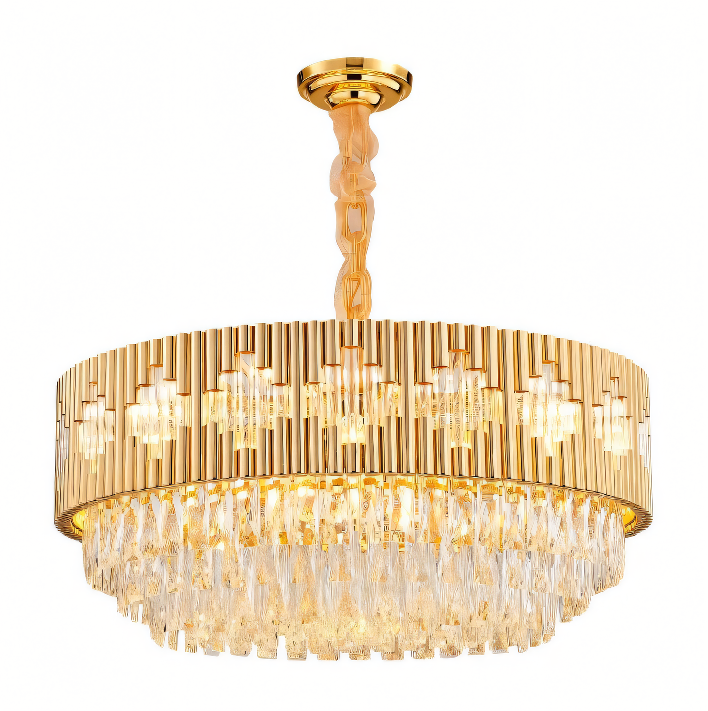 Captivating 600 MM long crystal glass gold chandelier, a nature-inspired masterpiece