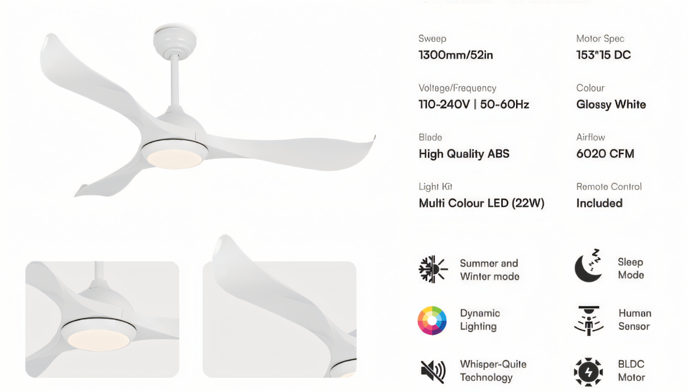 White Coment Ceiling Fan