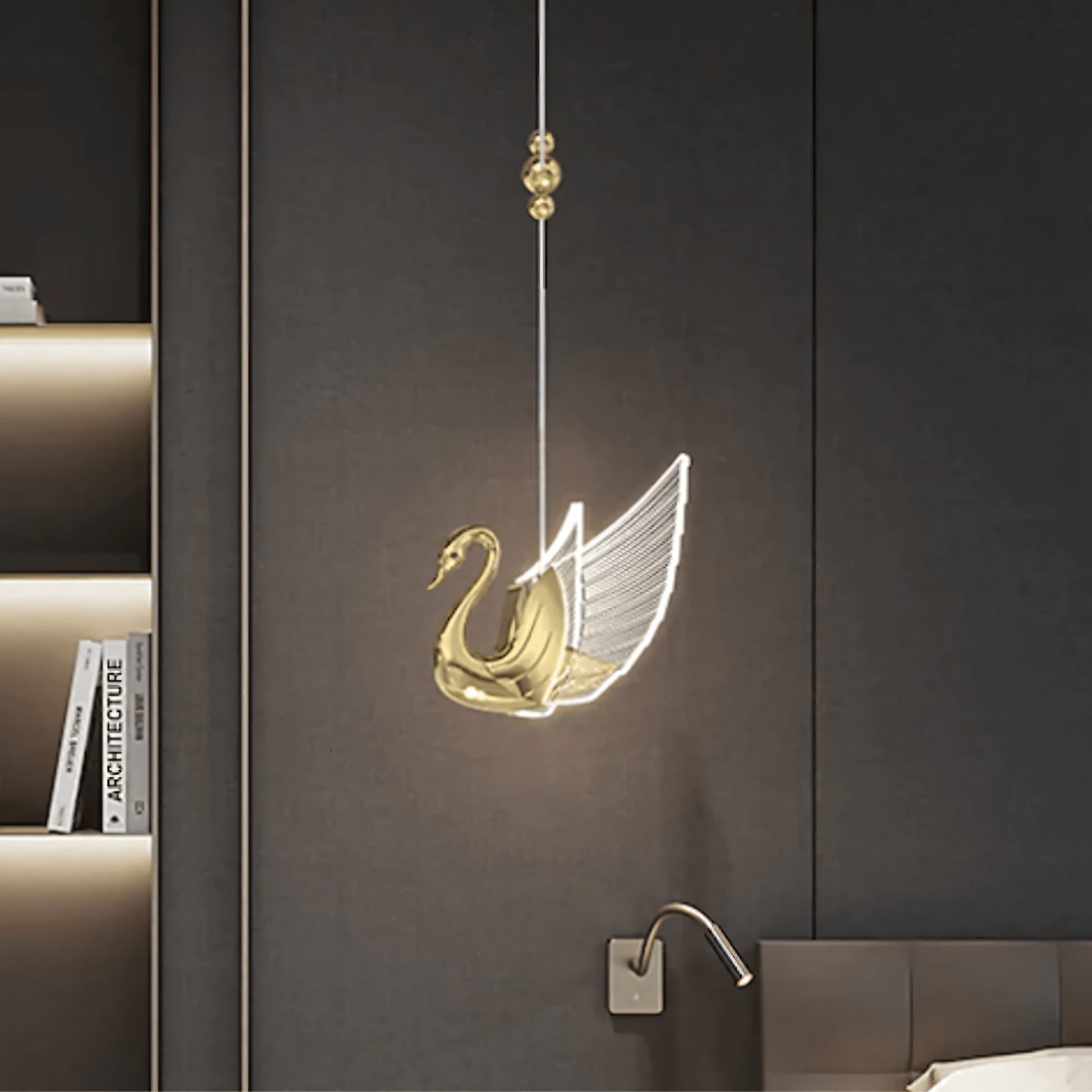 Graceful and elegant hanging light fixture with a swan design