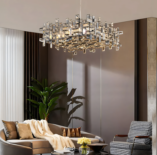 Radiant Glow of K9 Crystal Growlers Bergy Chandelier