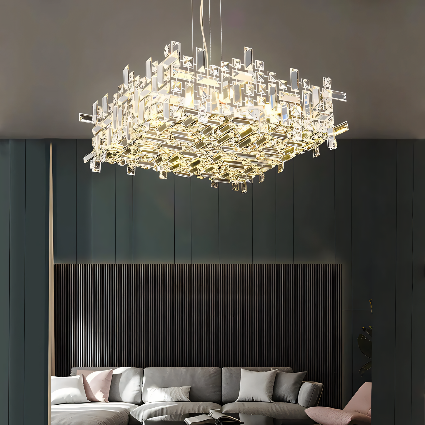 Warm Ambient Glow of Growlers Bergy Crystal Chandelier