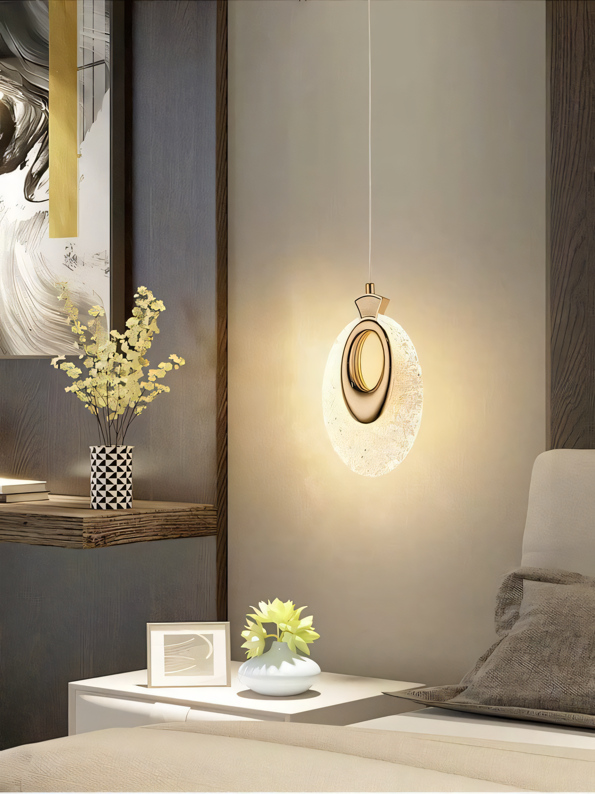 Modern Organic Pendant Design: Seamless integration with diverse interior styles.