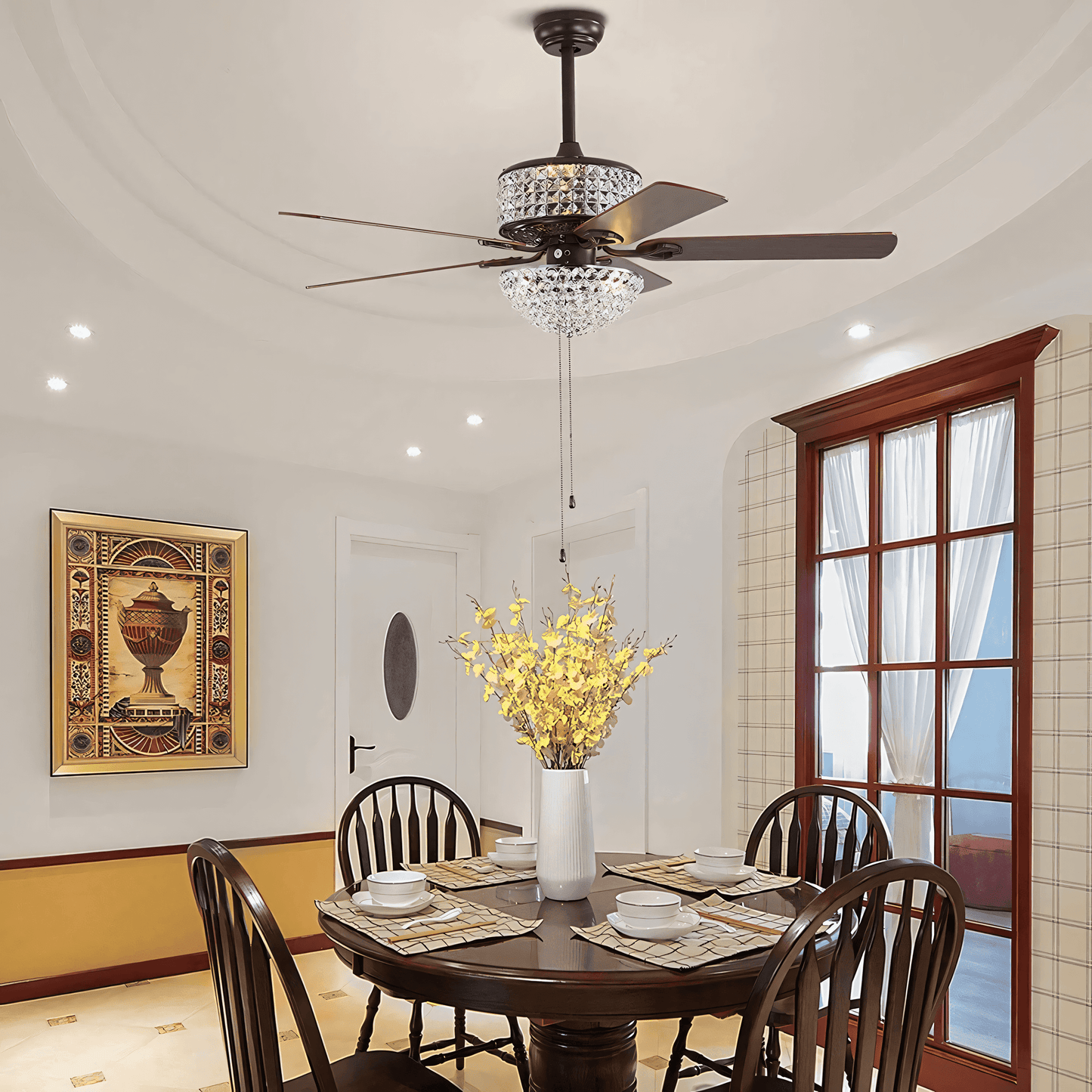 Energy-efficient crystal ceiling fan