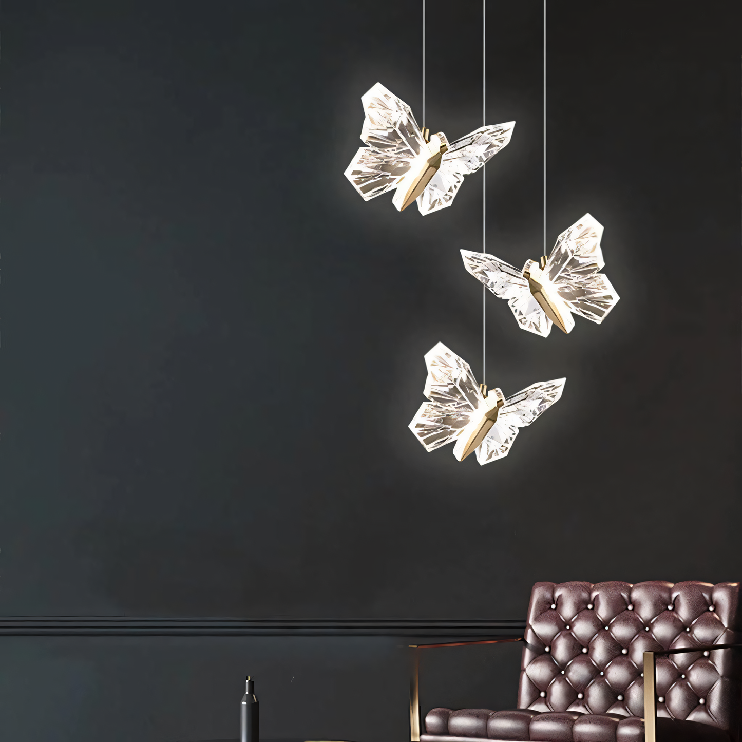 Elegant Crystal Butterfly LED Pendant Light in Luxury Hotel Lobby